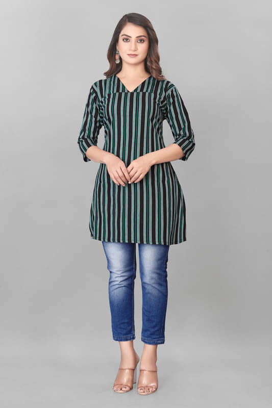     			Rudra Enterprise Women Cotton Embroidered Straight Kurti ( Green )