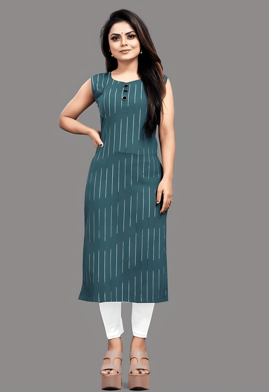     			Rudra Enterprise Women Cotton Embroidered Straight Kurti ( Blue )