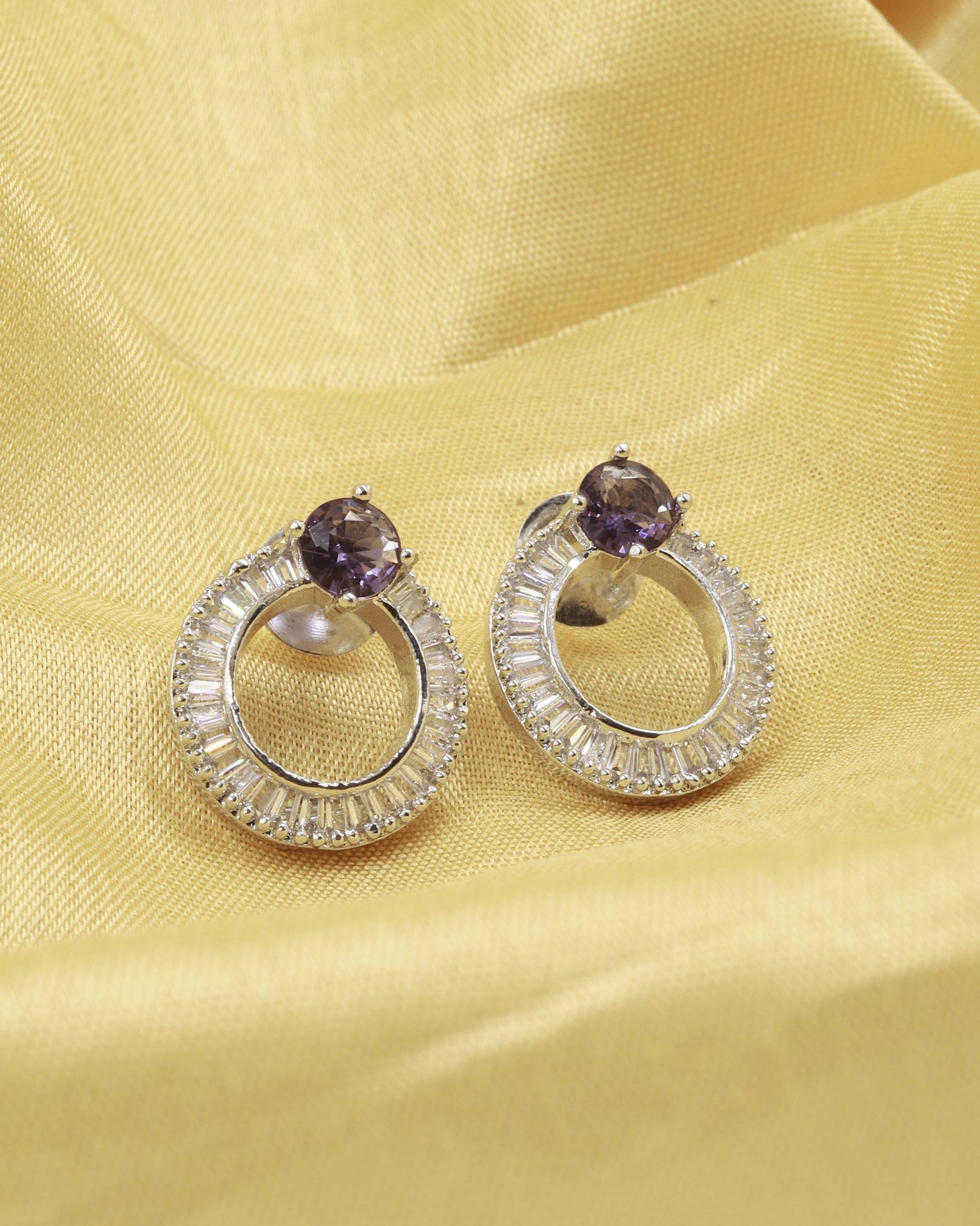     			Siraaka Fashion Jewels Purple Stud Earrings ( Pack of 1 )