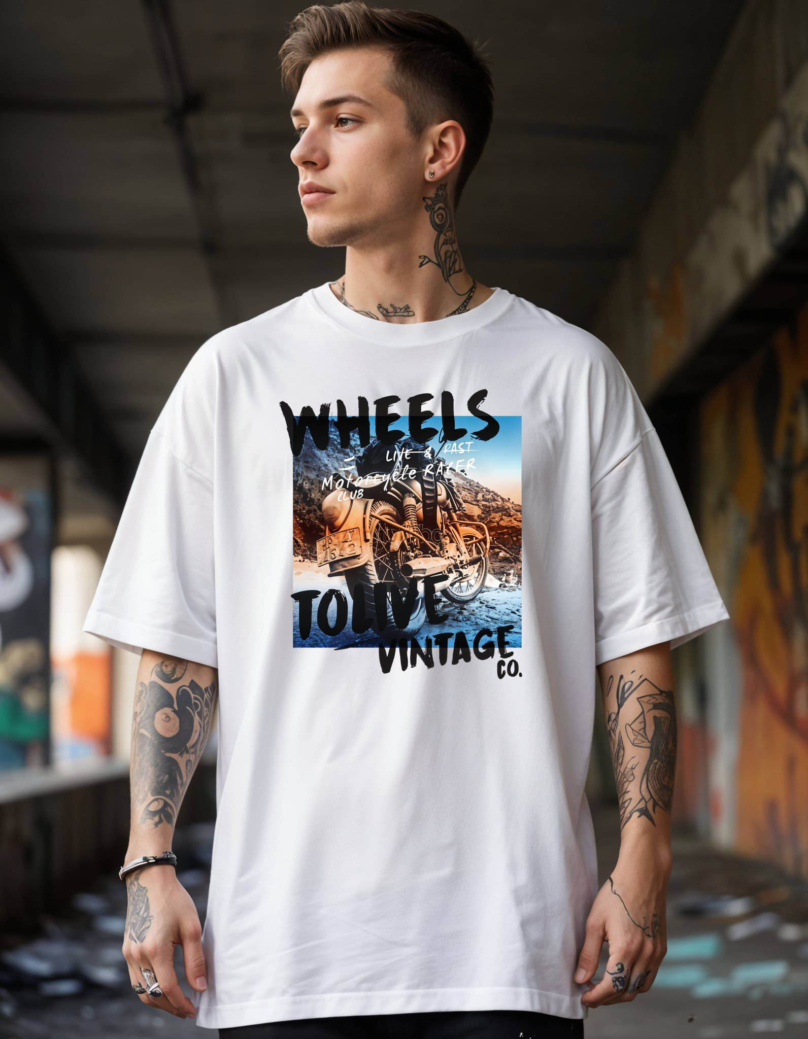     			Smartees Men Cotton Blend Oversized Fit Printed T-Shirt ( White )