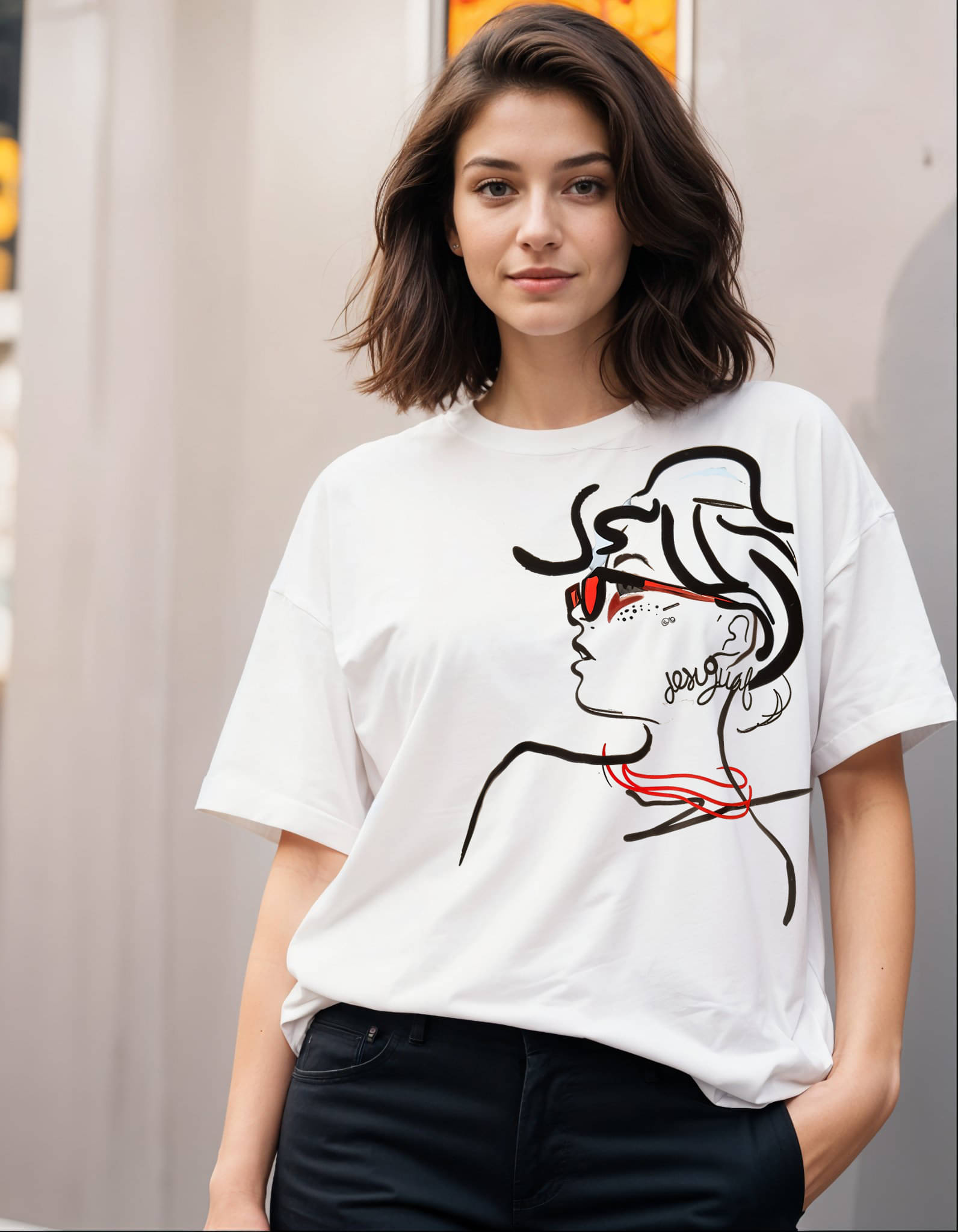     			Smartees Women Cotton Blend Printed Oversized Round Neck T-Shirt ( White )