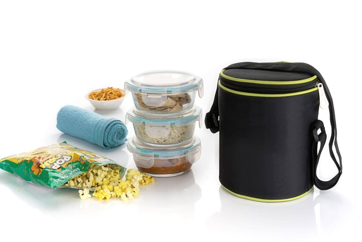 Swaraa Kitchenware Glass Lunch Box 3 - Container ( Pack of 1 ) Swaraa Kitchenware Glass Lunch Box 3 - Container ( Pack of 1 )