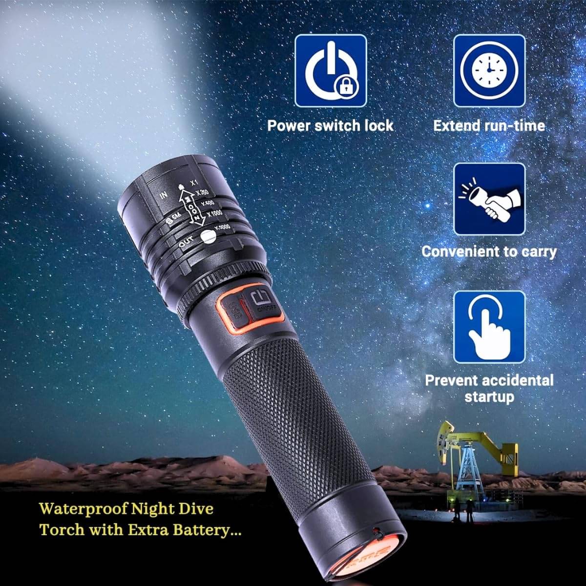     			TGS - 10W Rechargeable Flashlight Torch ( Pack of 1 )