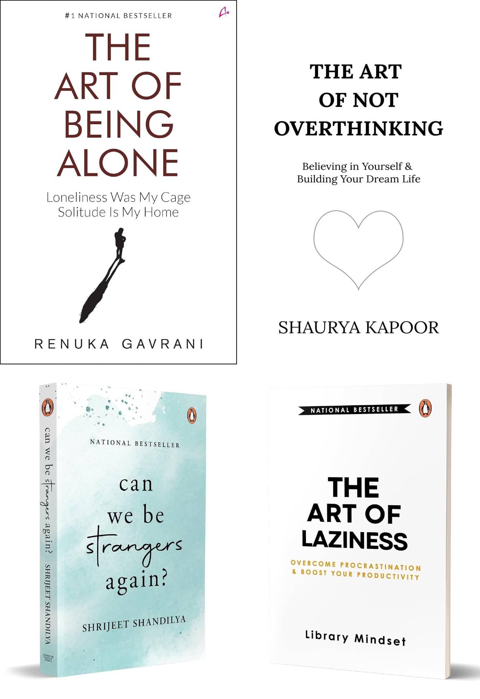     			The Art Of Being Alone + The Art of Laziness + The Art of Not Overthinking + Can We Be Strangers Again - Combo Of 4 Books