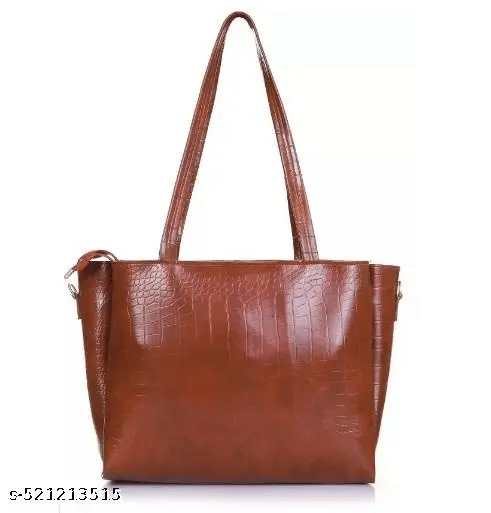     			UOB Tote Bag Faux Leather Set of 1 ( Brown )