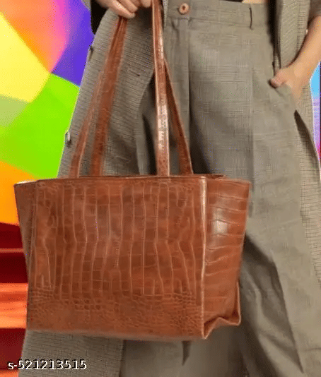     			UOB Tote Bag Faux Leather Set of 1 ( Brown )