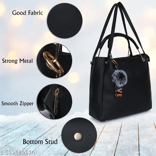     			UOB Shoulder Bag Faux Leather Set of 1 ( Black )