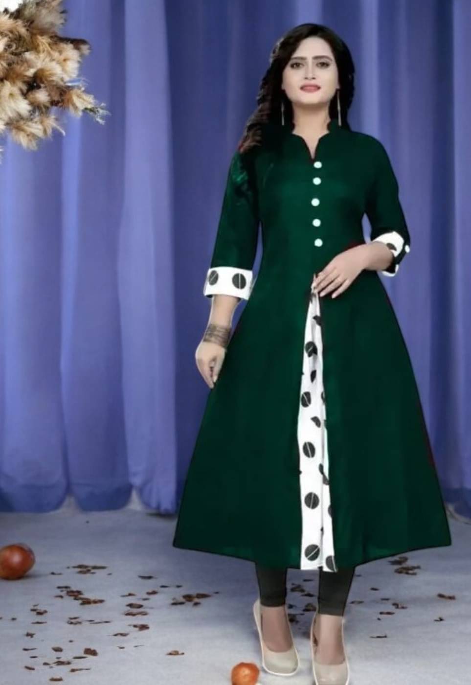 VIVIDH IMPEX Women Cotton Embroidered Anarkali Kurti ( Multicolor ) VIVIDH IMPEX Women Cotton Embroidered Anarkali Kurti ( Multicolor )