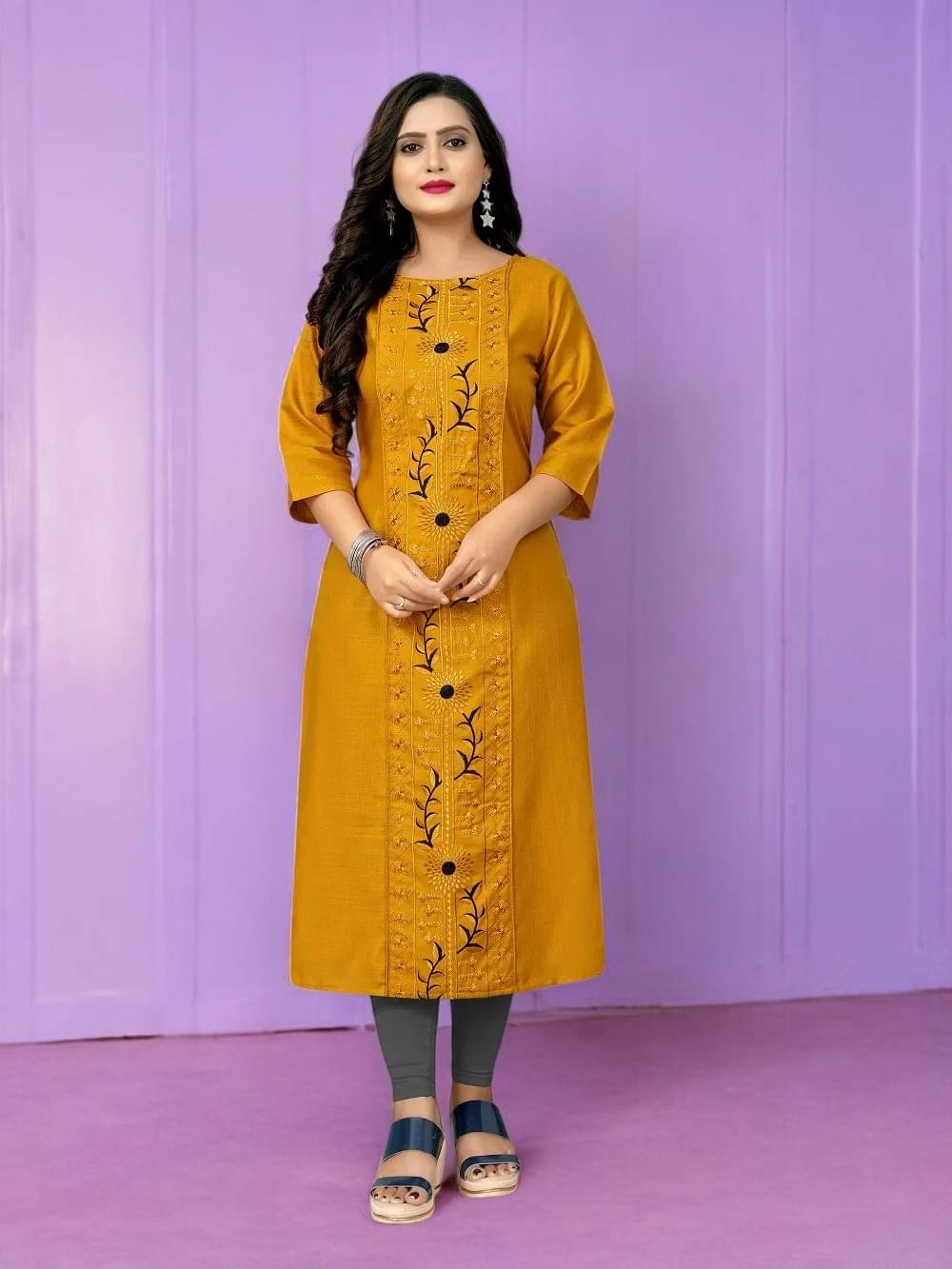 VIVIDH IMPEX Women Cotton Embroidered Anarkali Kurti ( Multicolor ) VIVIDH IMPEX Women Cotton Embroidered Anarkali Kurti ( Multicolor )
