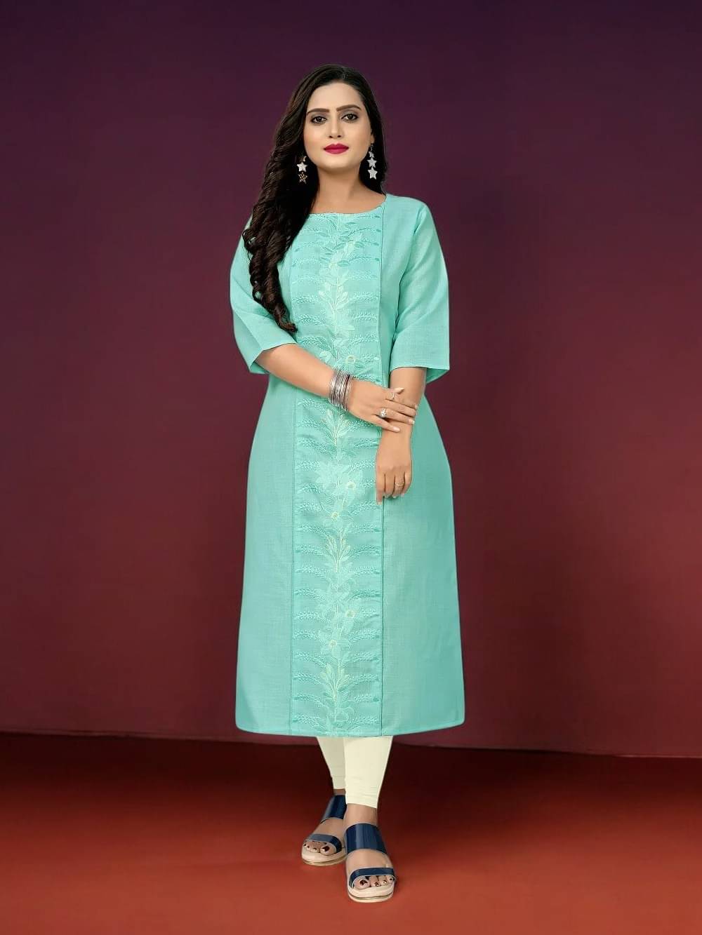 VIVIDH IMPEX Women Cotton Embroidered Anarkali Kurti ( Multicolor ) VIVIDH IMPEX Women Cotton Embroidered Anarkali Kurti ( Multicolor )