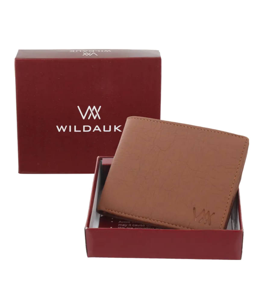     			WILDAUK PU Self Design Men's Regular Wallet With More Than 10 Slots For Card ( Tan , Pack of 1 )