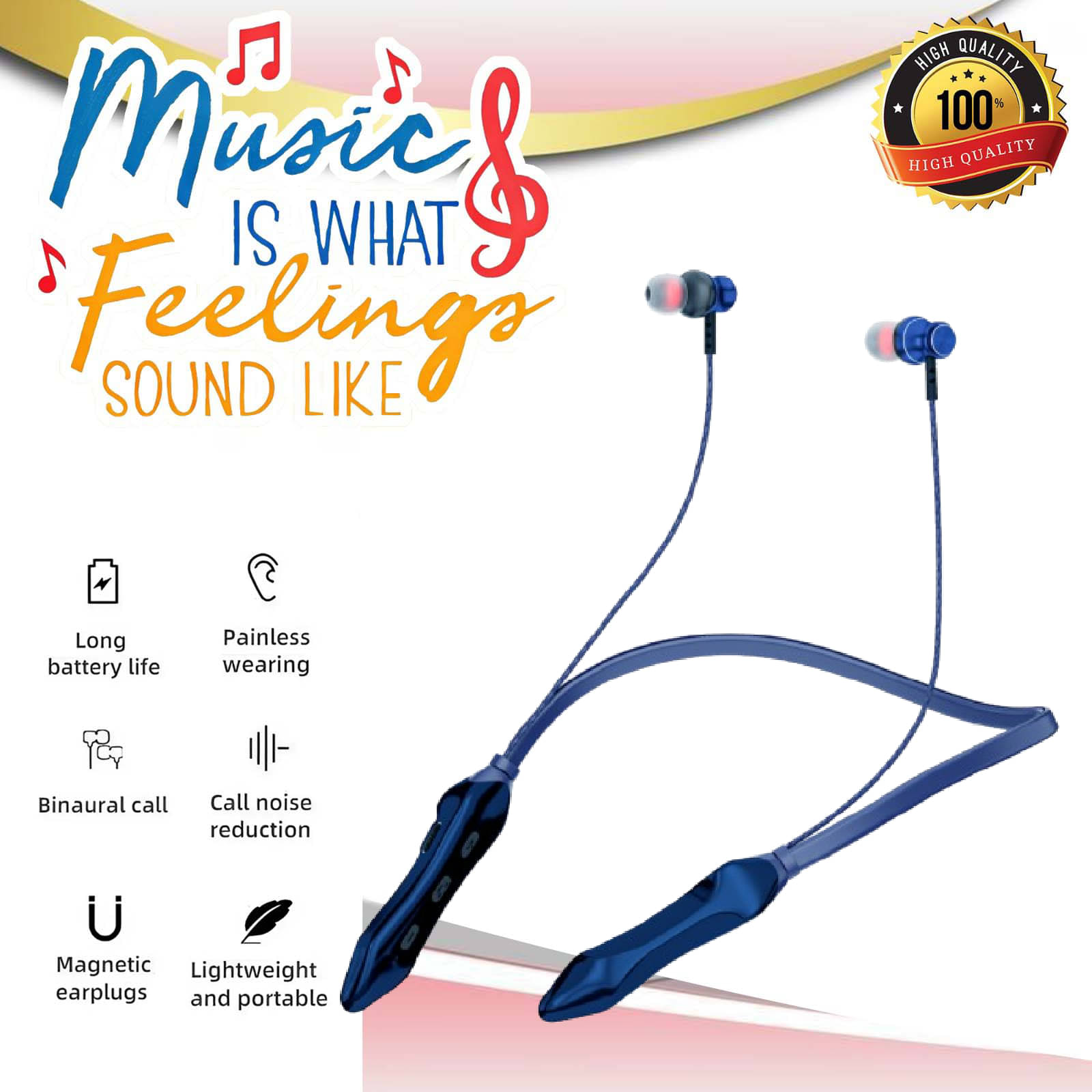     			Wireless Bluetooth Neckband with Deep Bass, Noise Cancellation, Long Battery Life – Ideal for Sports, Travel, and Daily Commute