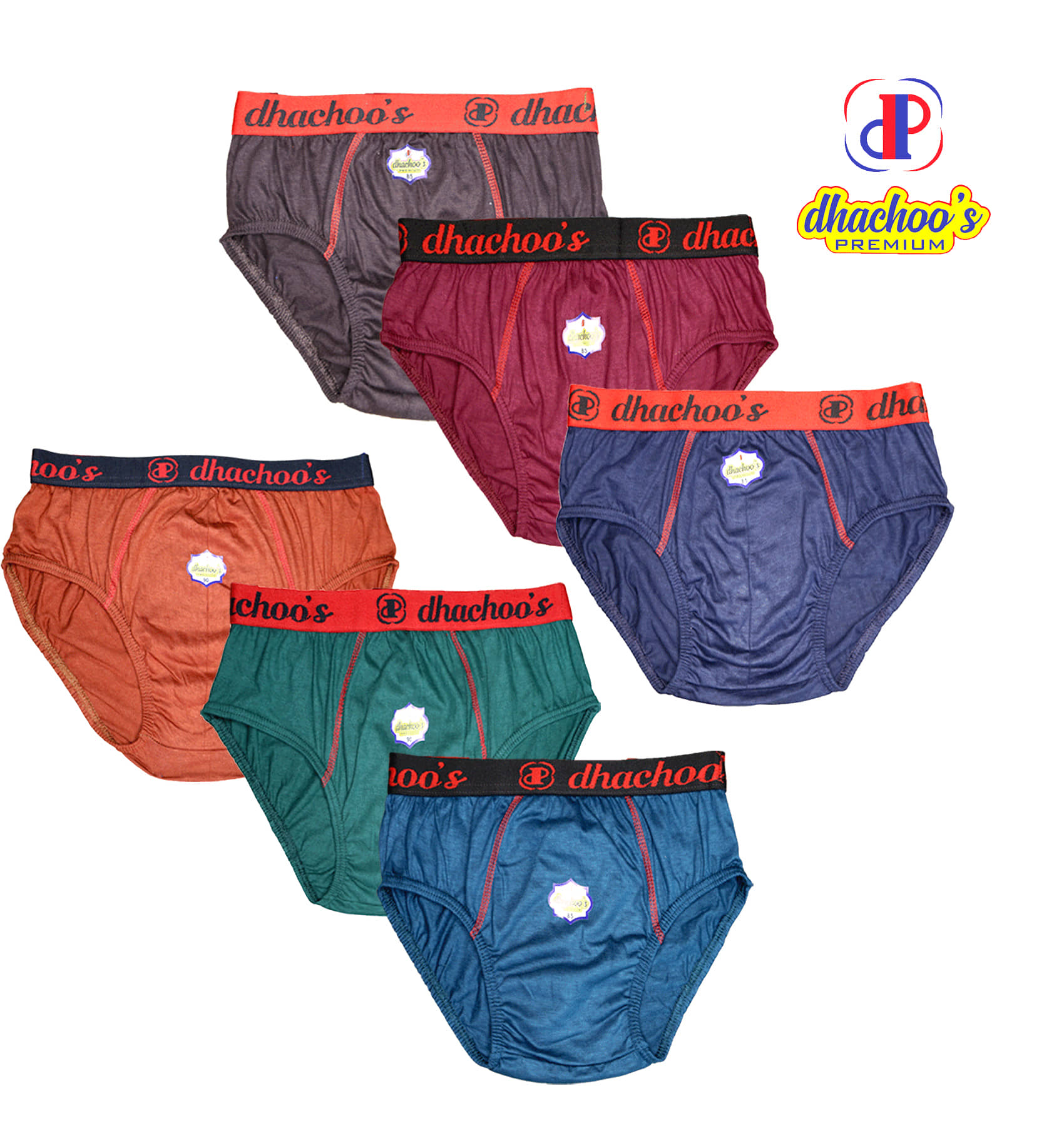 dhachoo's premium Pack of 3 Cotton Briefs For Men's ( Multicolor )