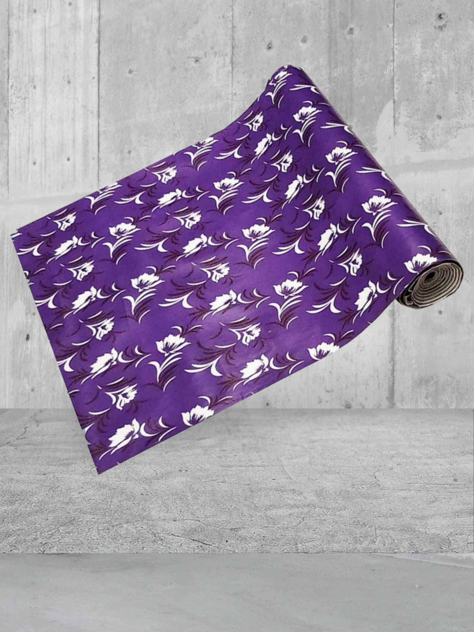     			mopak decor Polyester Floral Fridge Mat & Cover ( 500 45 ) Pack of 1 - Purple