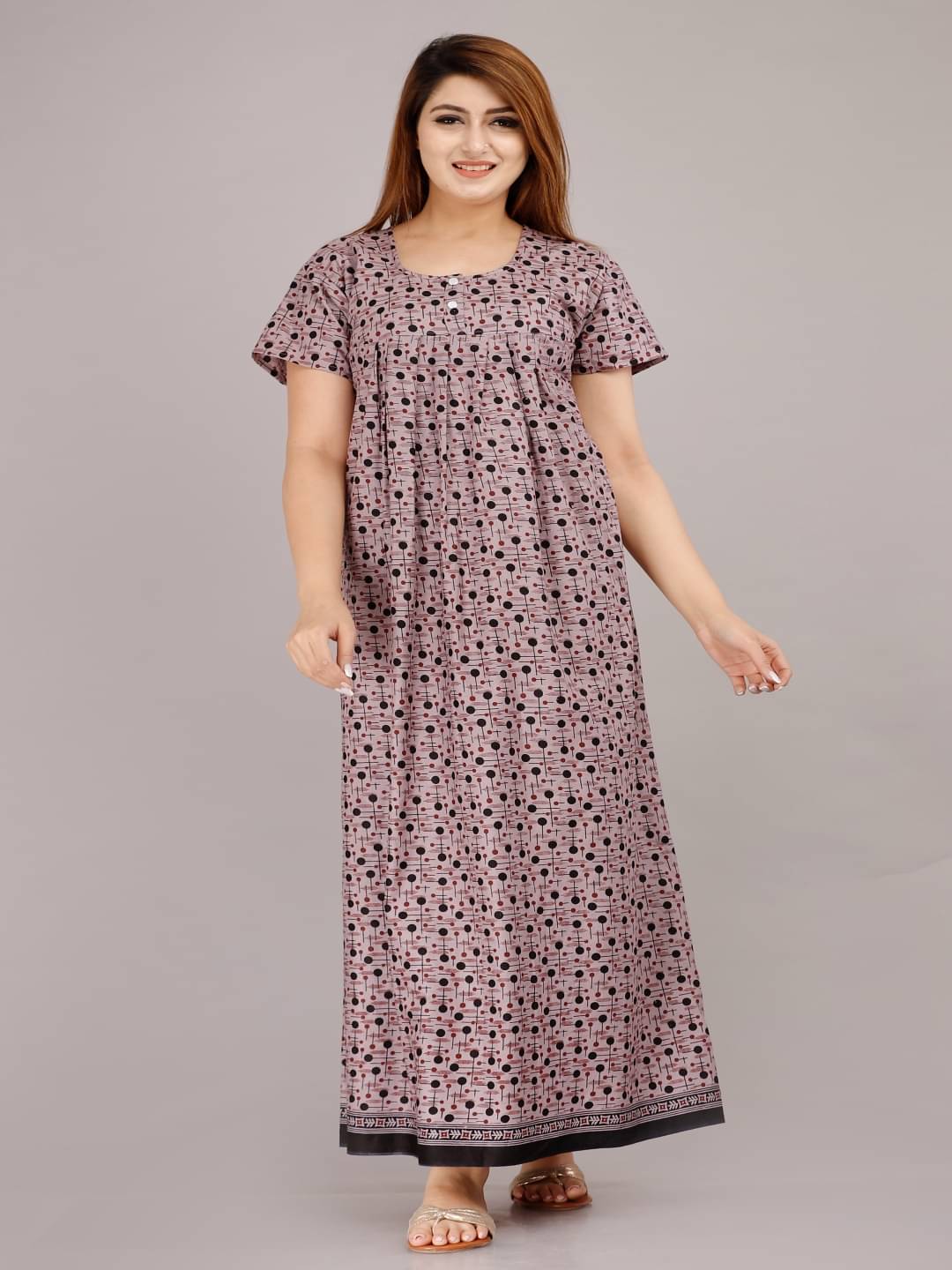     			rajeraj Rose Gold Cotton Women's Nightwear Nighty & Night Gowns ( Pack of 1 )