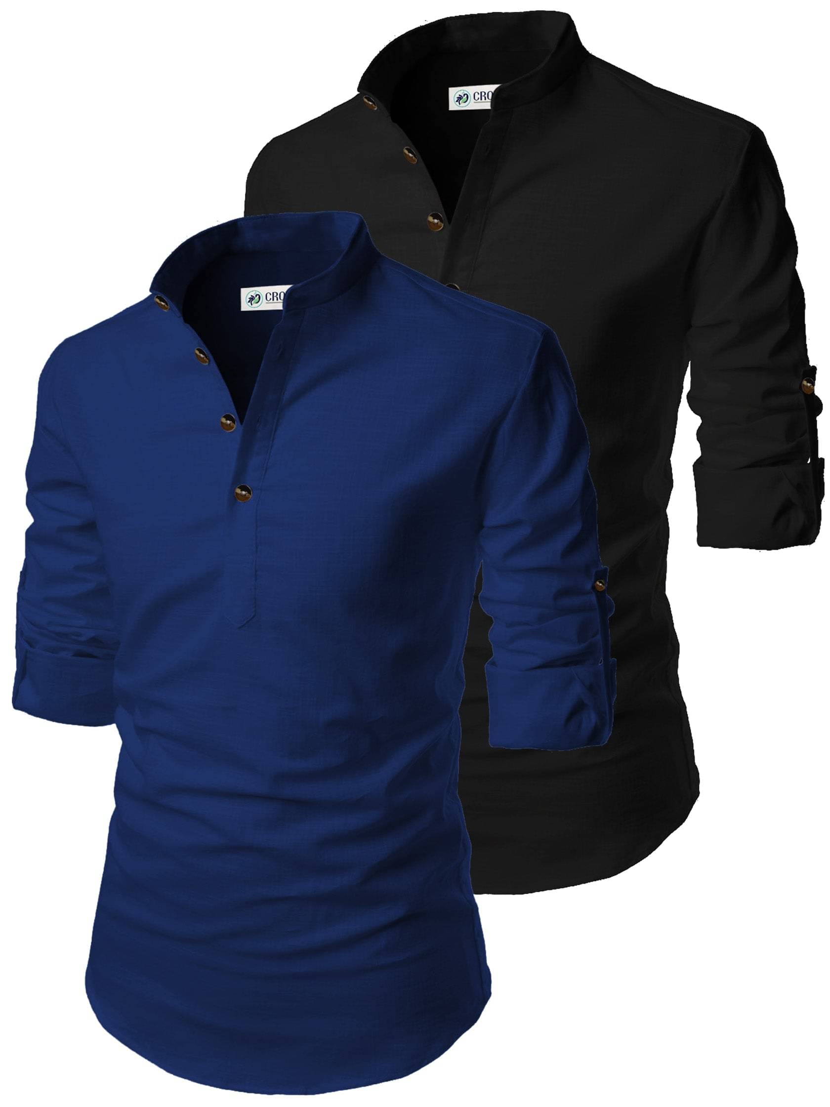 CROWNTAIL Blue Cotton Men's Regular Kurta ( Pack of 2 ) CROWNTAIL Blue Cotton Men's Regular Kurta ( Pack of 2 )