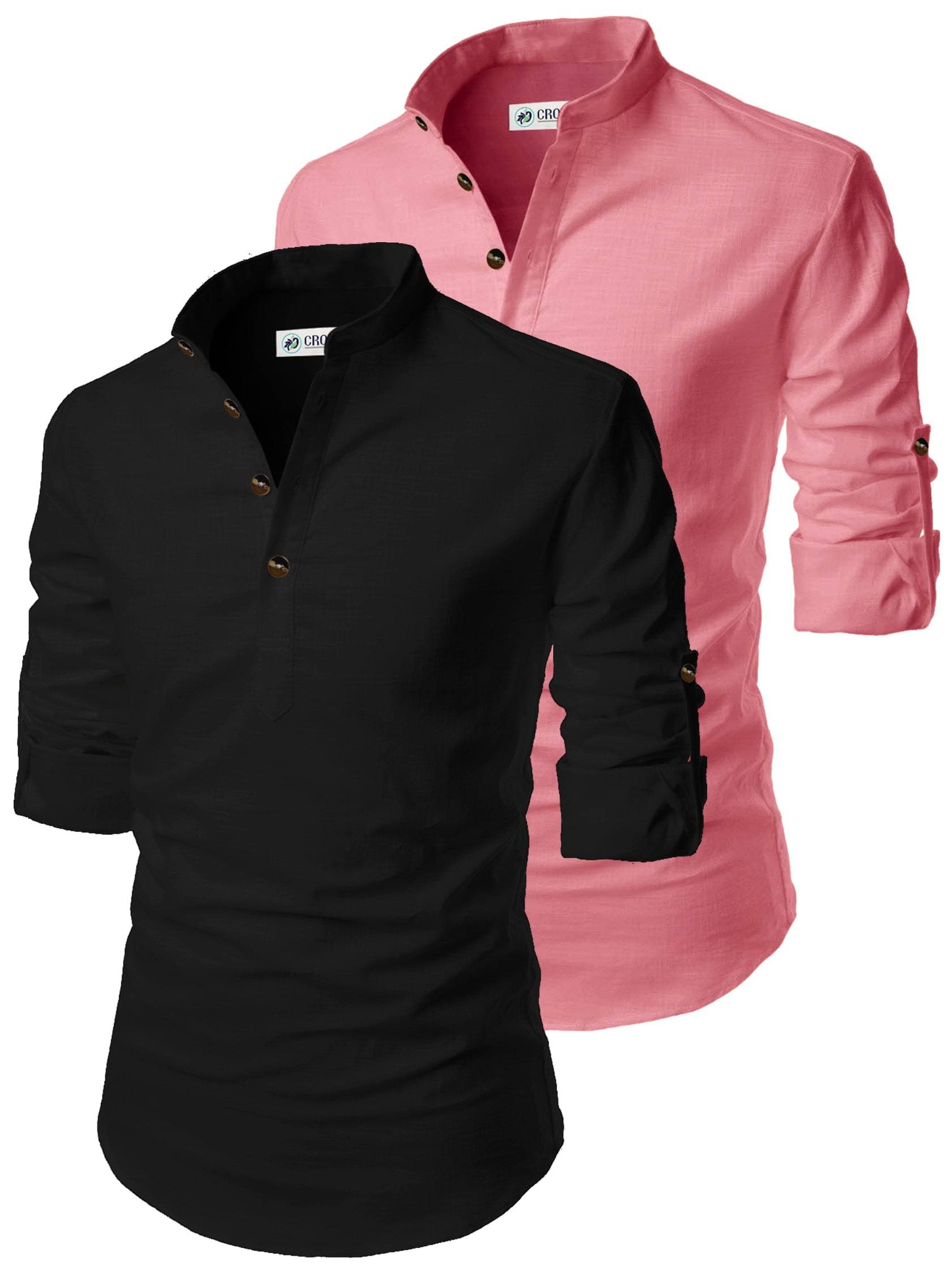 CROWNTAIL Peach Cotton Men's Regular Kurta ( Pack of 2 ) CROWNTAIL Peach Cotton Men's Regular Kurta ( Pack of 2 )