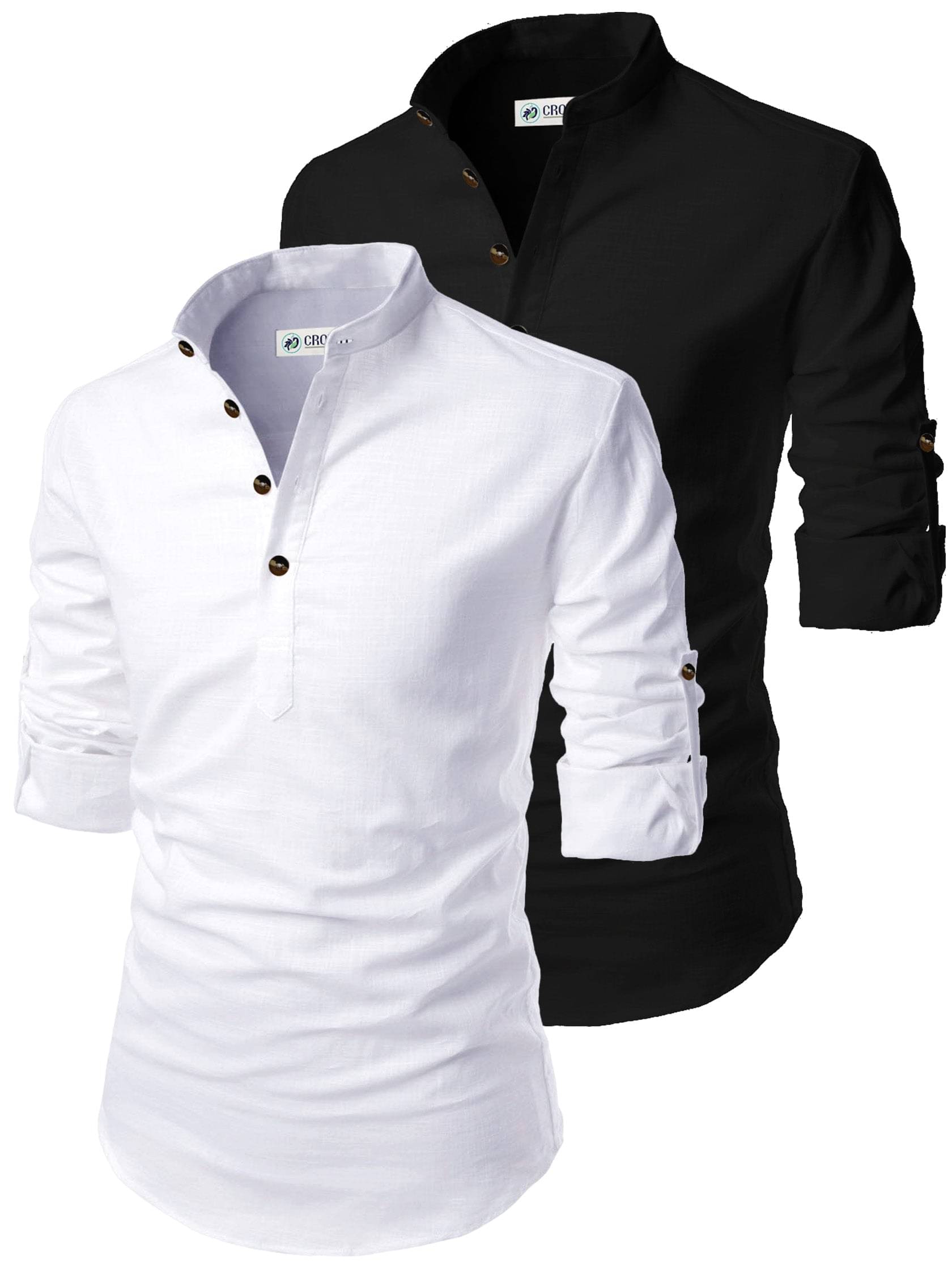 CROWNTAIL White Cotton Men's Regular Kurta ( Pack of 2 ) CROWNTAIL White Cotton Men's Regular Kurta ( Pack of 2 )