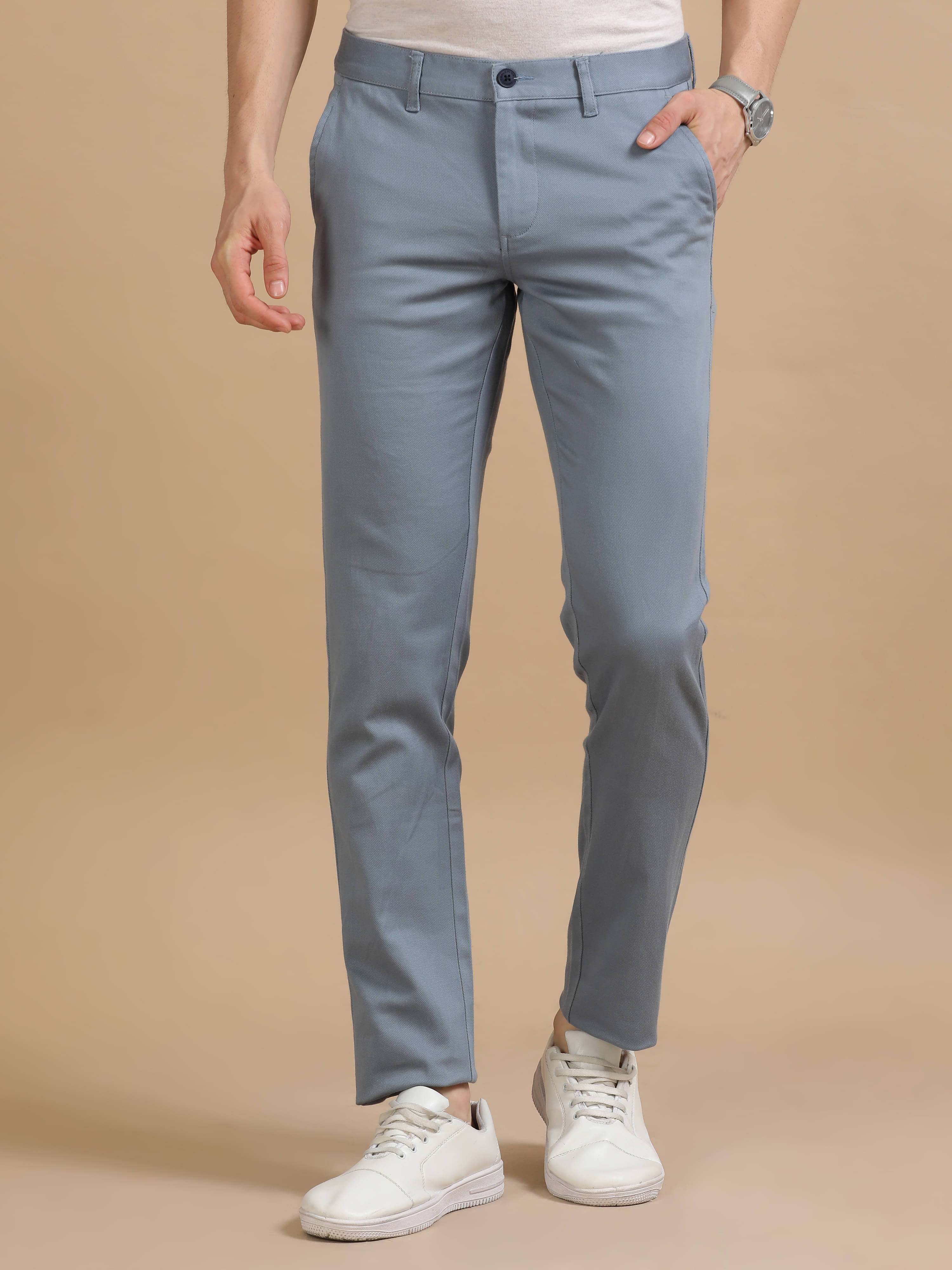     			Cool Colors Regular Flat Men's Chinos - Grey ( Pack of 1 )