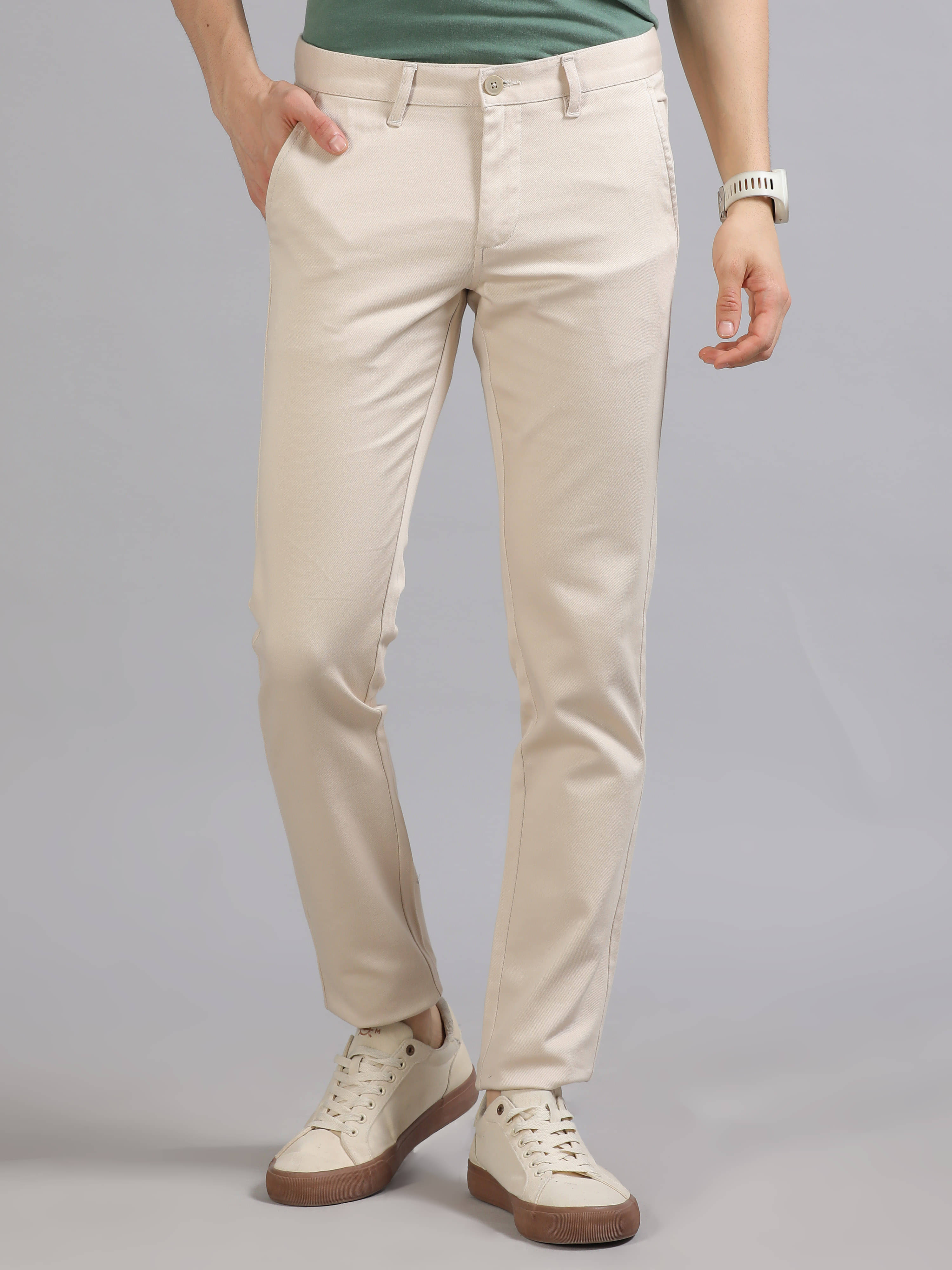     			Cool Colors Regular Flat Men's Chinos - Cream ( Pack of 1 )