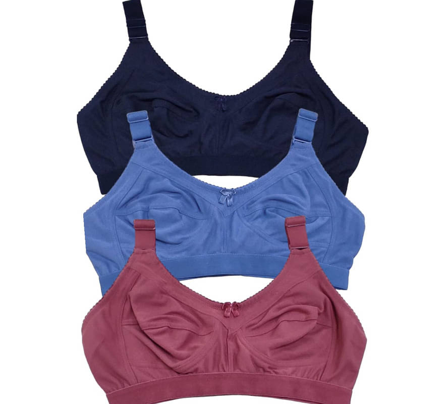 Esoroucha Pack of 3 Cotton Blend Non Padded Everyday Bra For Women ( Blue )     			Esoroucha Pack of 3 Cotton Blend Non Padded Everyday Bra For Women ( Blue )