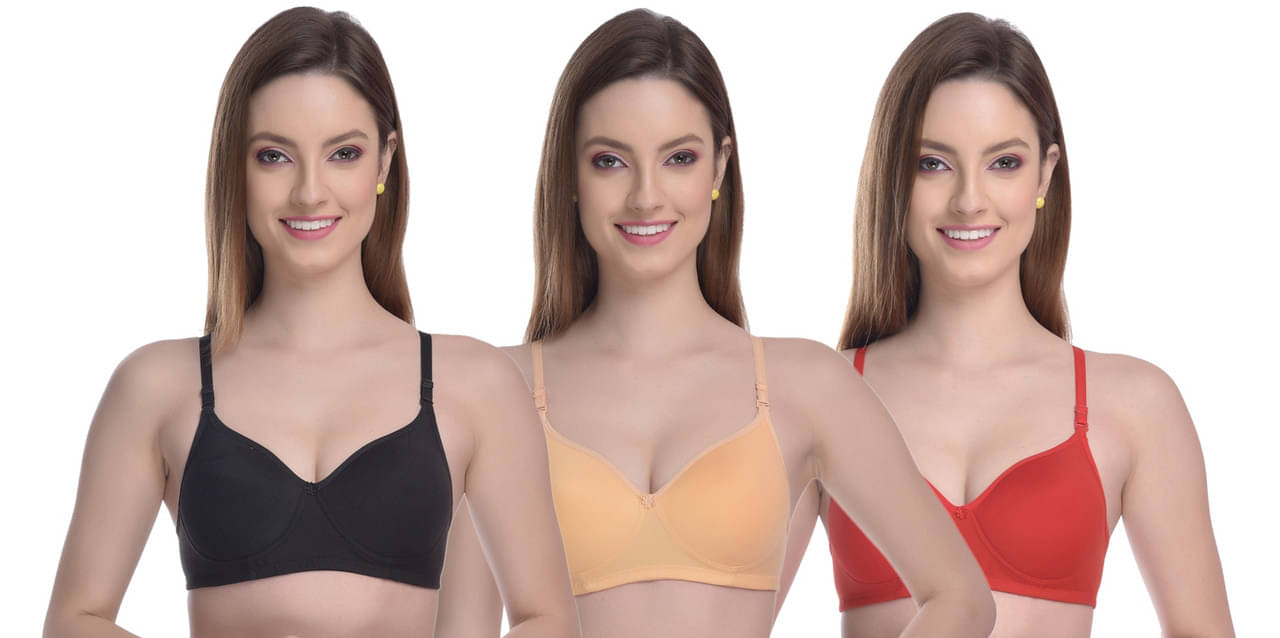 Esoroucha Pack of 3 Cotton Lightly Padded T-Shirt Bra For Women ( Maroon )     			Esoroucha Pack of 3 Cotton Lightly Padded T-Shirt Bra For Women ( Maroon )