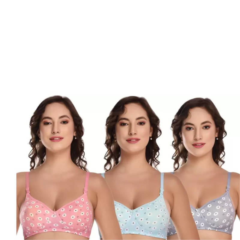 Esoroucha Pack of 3 Cotton Blend Lightly Padded T-Shirt Bra For Women ( Multicolor1 ) Esoroucha Pack of 3 Cotton Blend Lightly Padded T-Shirt Bra For Women ( Multicolor1 )