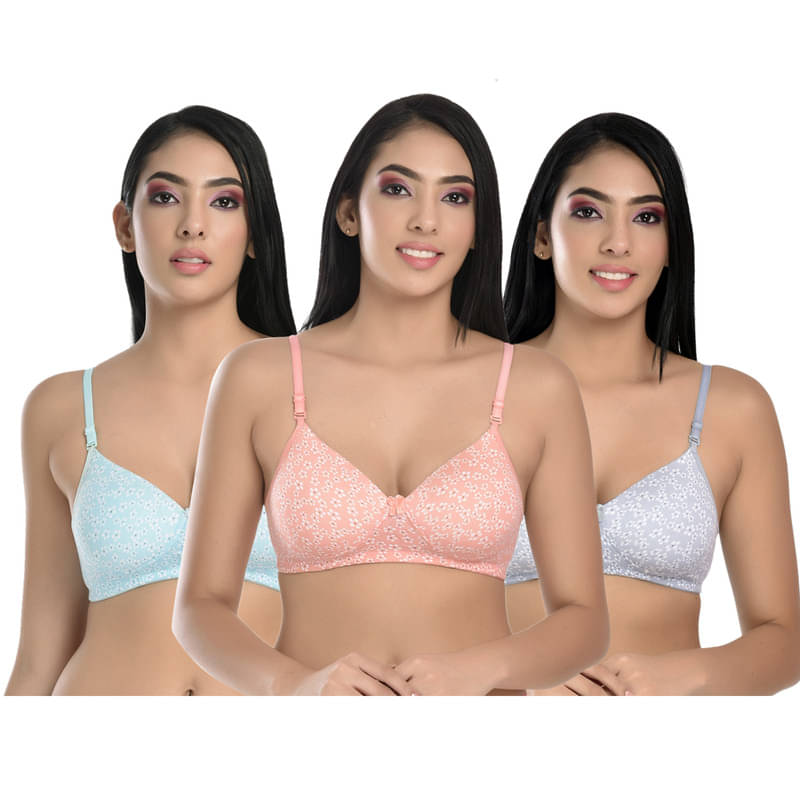     			Esoroucha Pack of 3 Cotton Blend Lightly Padded T-Shirt Bra For Women ( Orange )