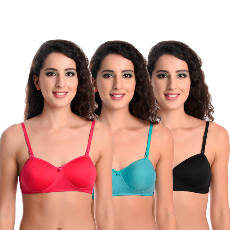 Esoroucha Pack of 3 Cotton Blend Lightly Padded T-Shirt Bra For Women ( Red ) Esoroucha Pack of 3 Cotton Blend Lightly Padded T-Shirt Bra For Women ( Red )