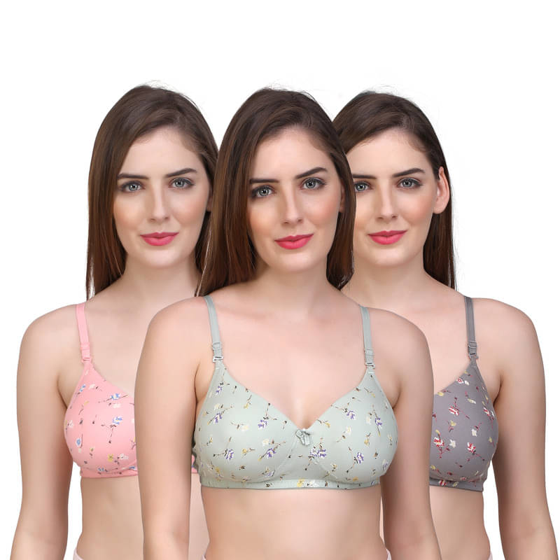     			Esoroucha Pack of 3 Cotton Blend Lightly Padded T-Shirt Bra For Women ( Pink )