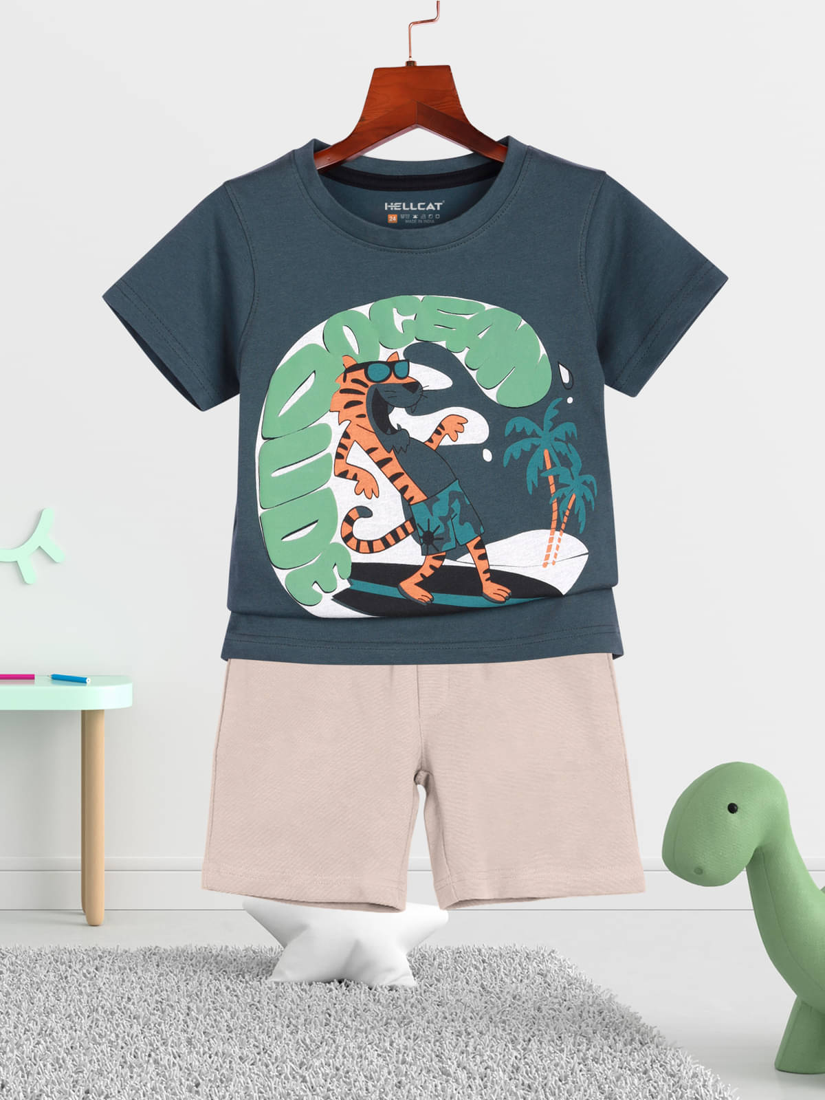     			HELLCAT Pack of 1 Boys Cotton Blend T-Shirt & Shorts Set ( Blue )