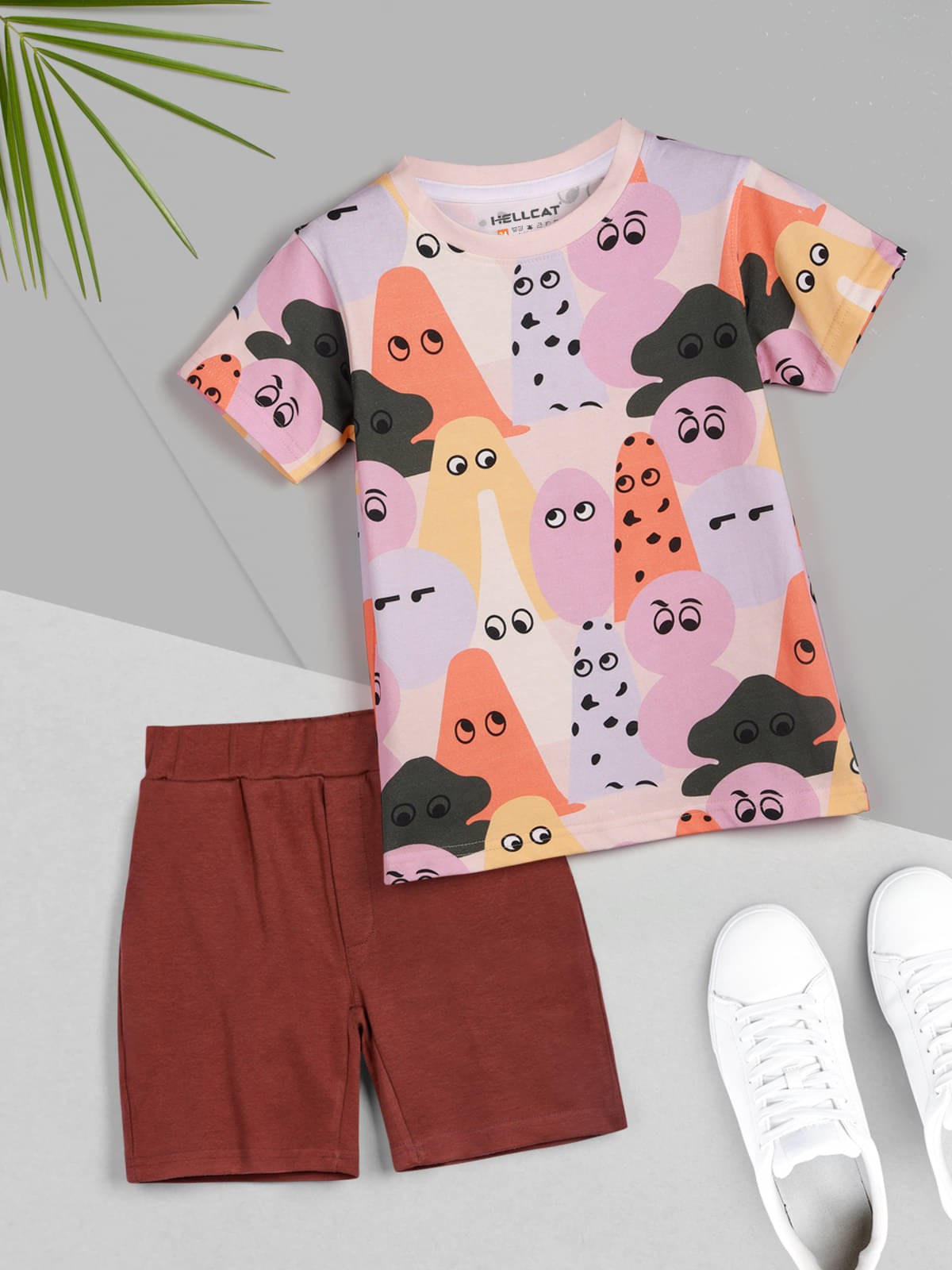     			HELLCAT Pack of 1 Boys Cotton Blend T-Shirt & Shorts Set ( Purple )