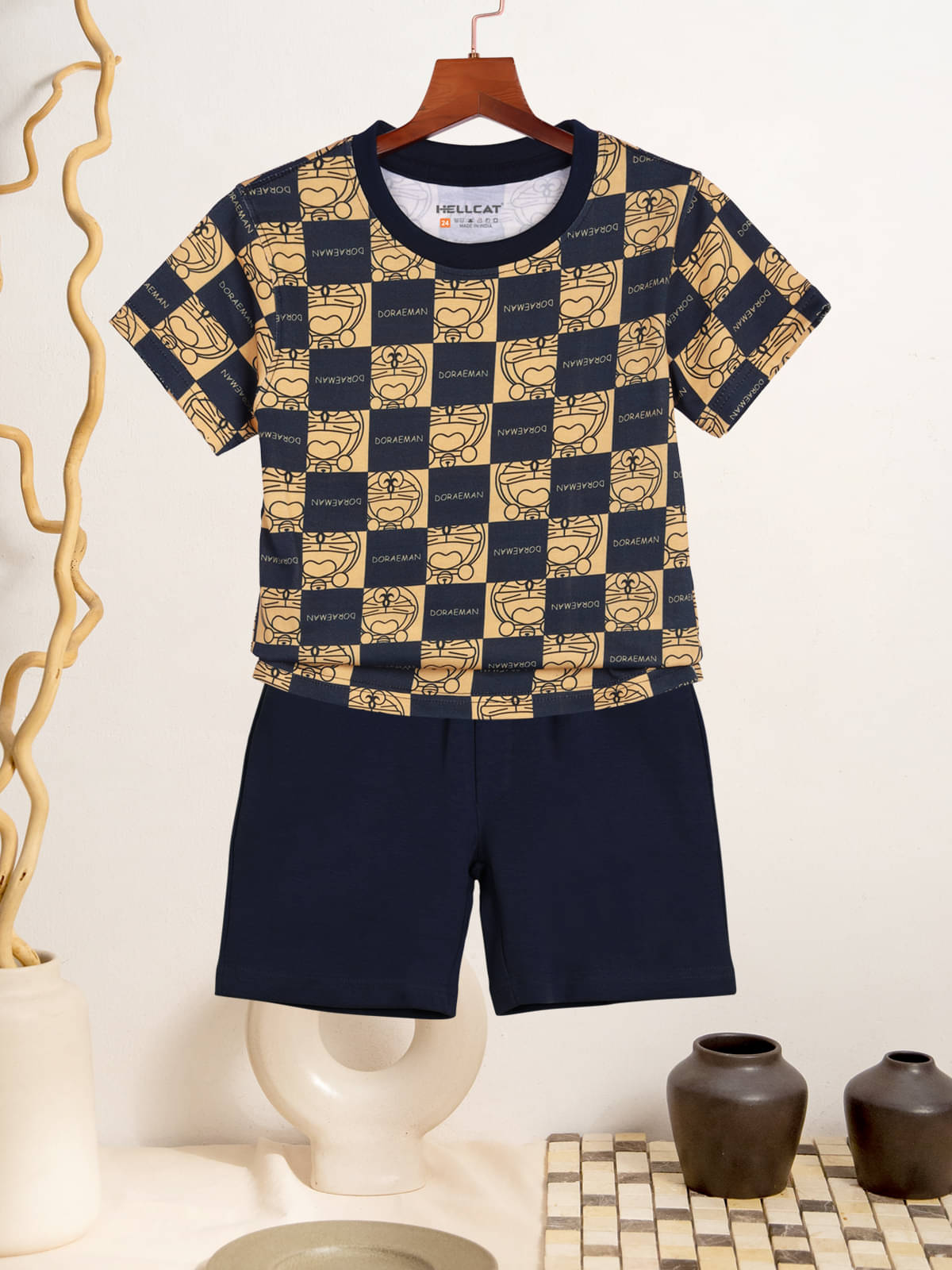     			HELLCAT Pack of 1 Boys Cotton Blend T-Shirt & Shorts Set ( Yellow )