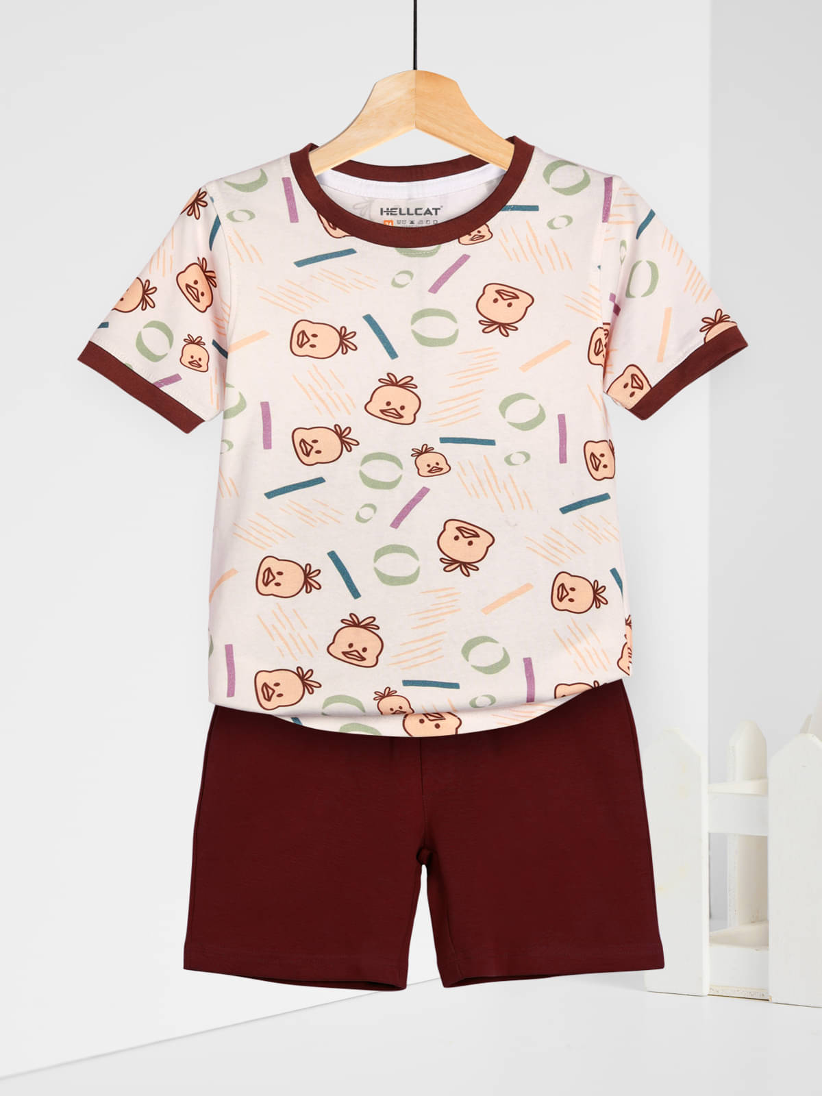     			HELLCAT Pack of 1 Boys Cotton Blend T-Shirt & Shorts Set ( Maroon )