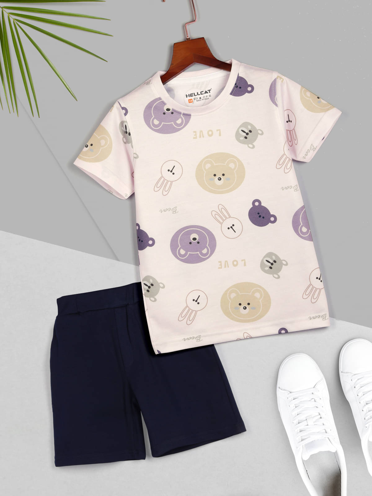     			HELLCAT Pack of 1 Boys Cotton Blend T-Shirt & Shorts Set ( Beige )