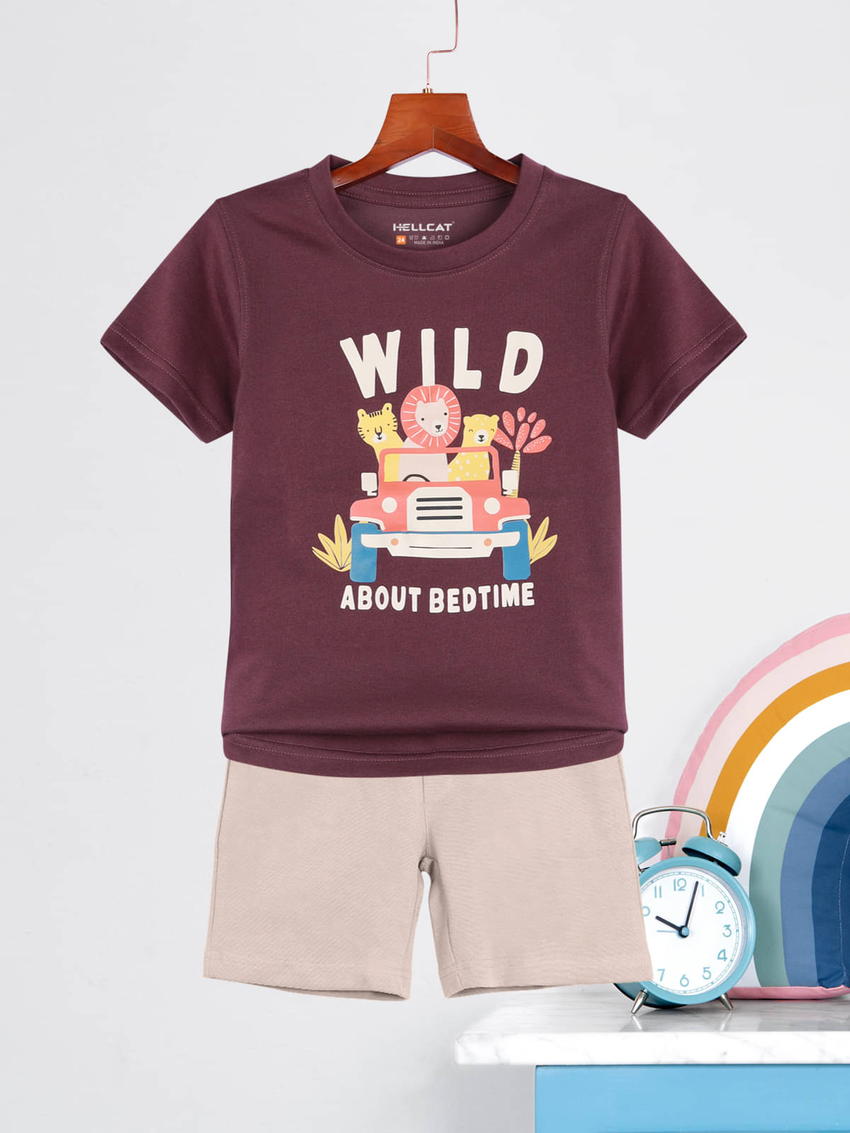     			HELLCAT Pack of 1 Boys Cotton Blend T-Shirt & Shorts Set ( Burgundy )