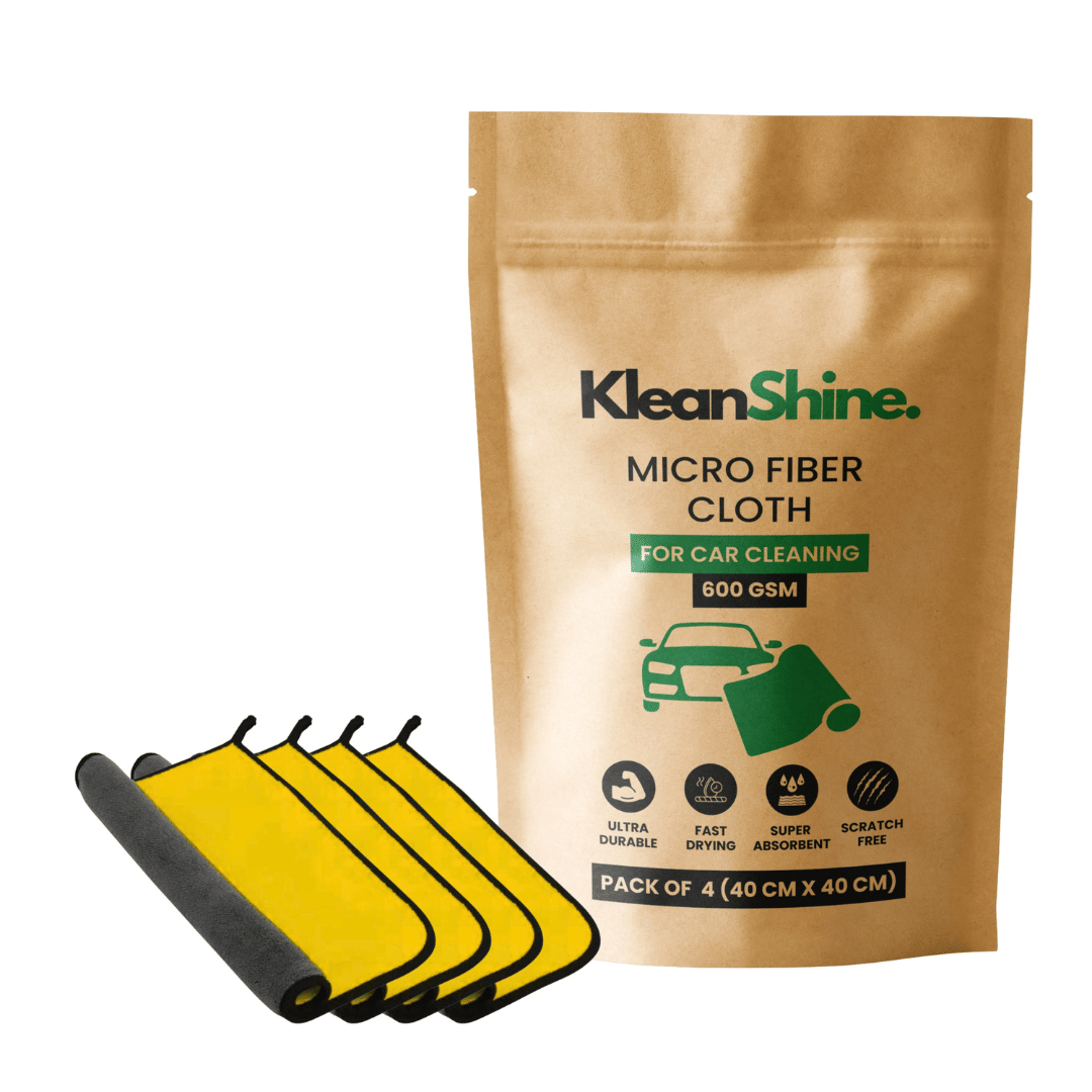     			KLEANSHINE Yellow 600 GSM Microfiber Cloth For Automobile ( Pack of 4 )