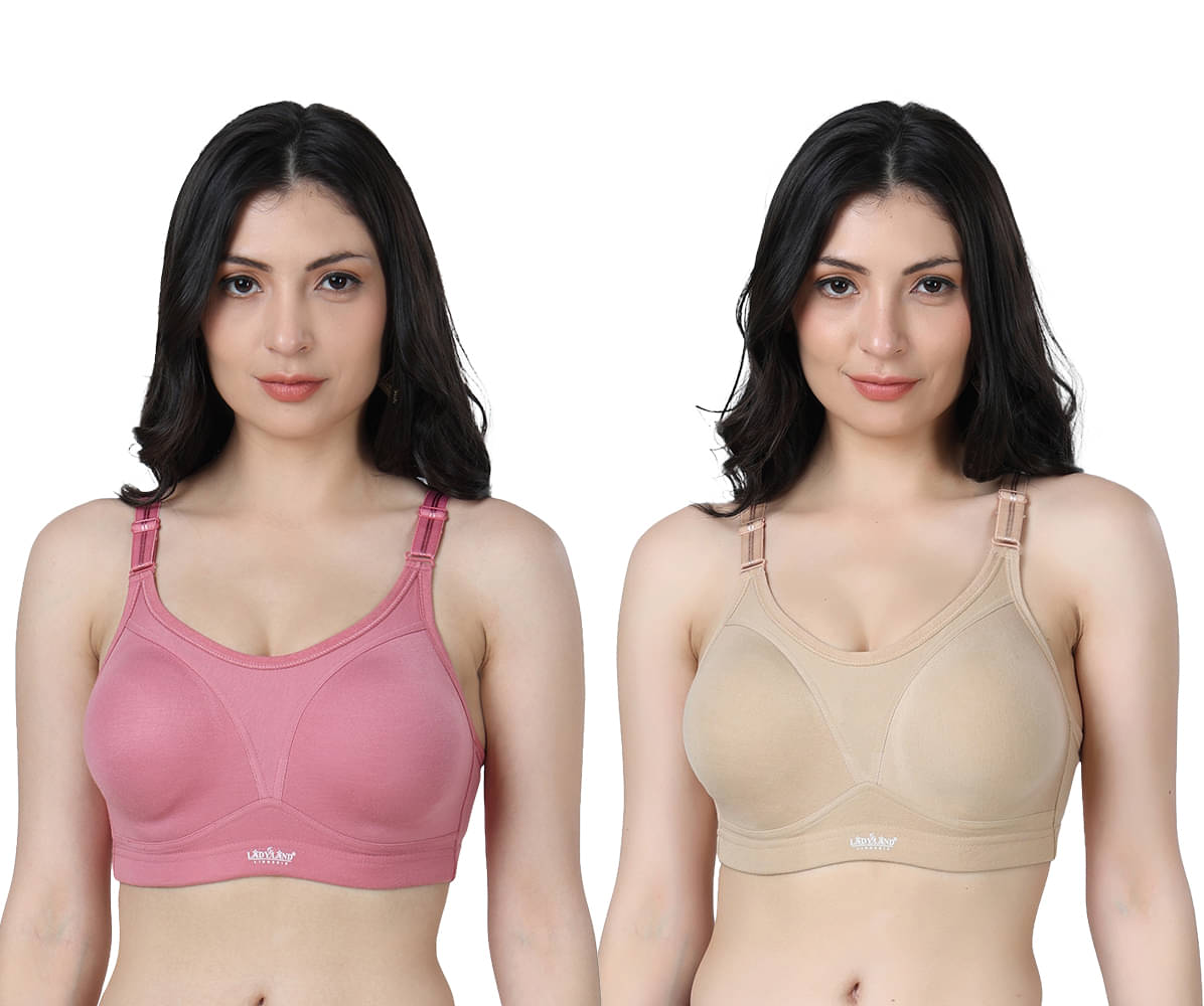 Ladyland Pack of 2 Cotton Blend Non Padded Everyday Bra For Women ( Multicolor ) Ladyland Pack of 2 Cotton Blend Non Padded Everyday Bra For Women ( Multicolor )