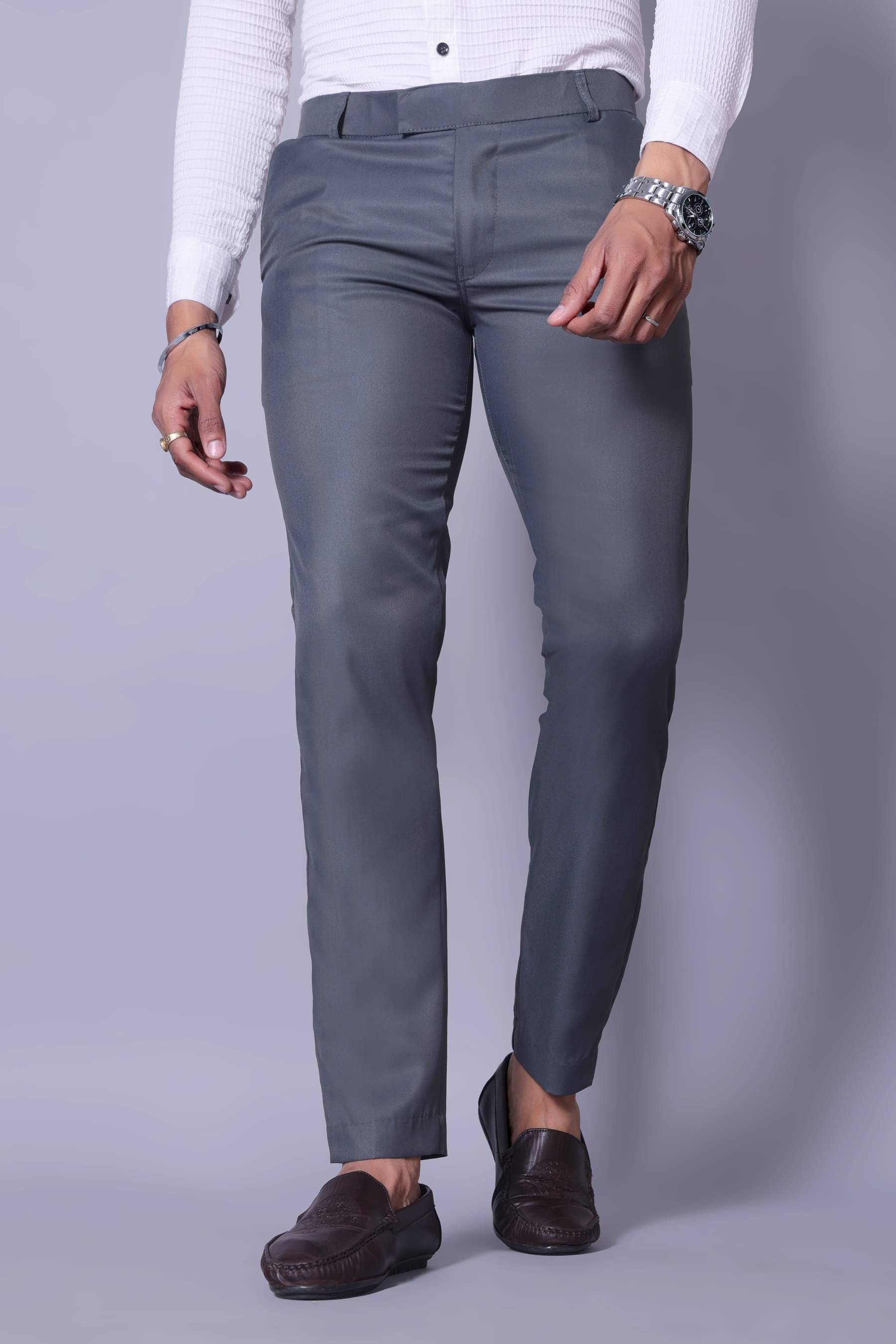     			MATHAE Regular Flat Men's Formal Trouser - Dark Grey ( Pack of 1 )