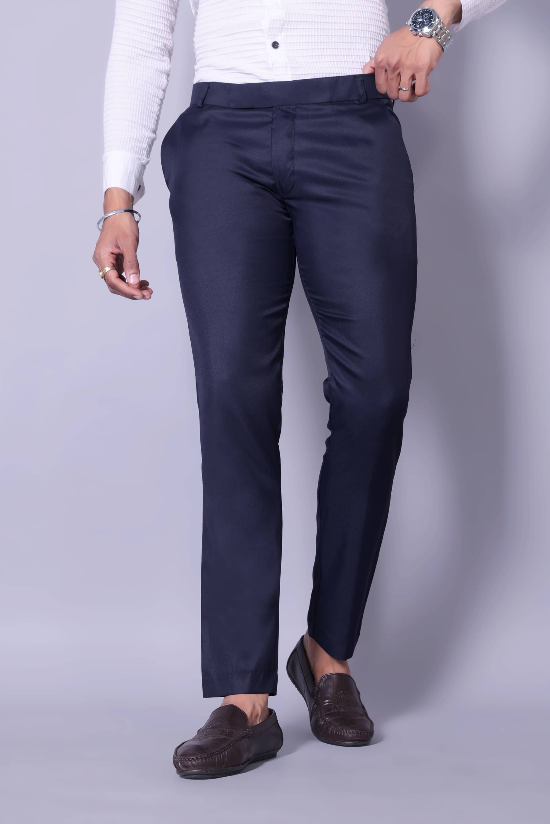     			MATHAE Regular Flat Men's Formal Trouser - Navy Blue ( Pack of 1 )