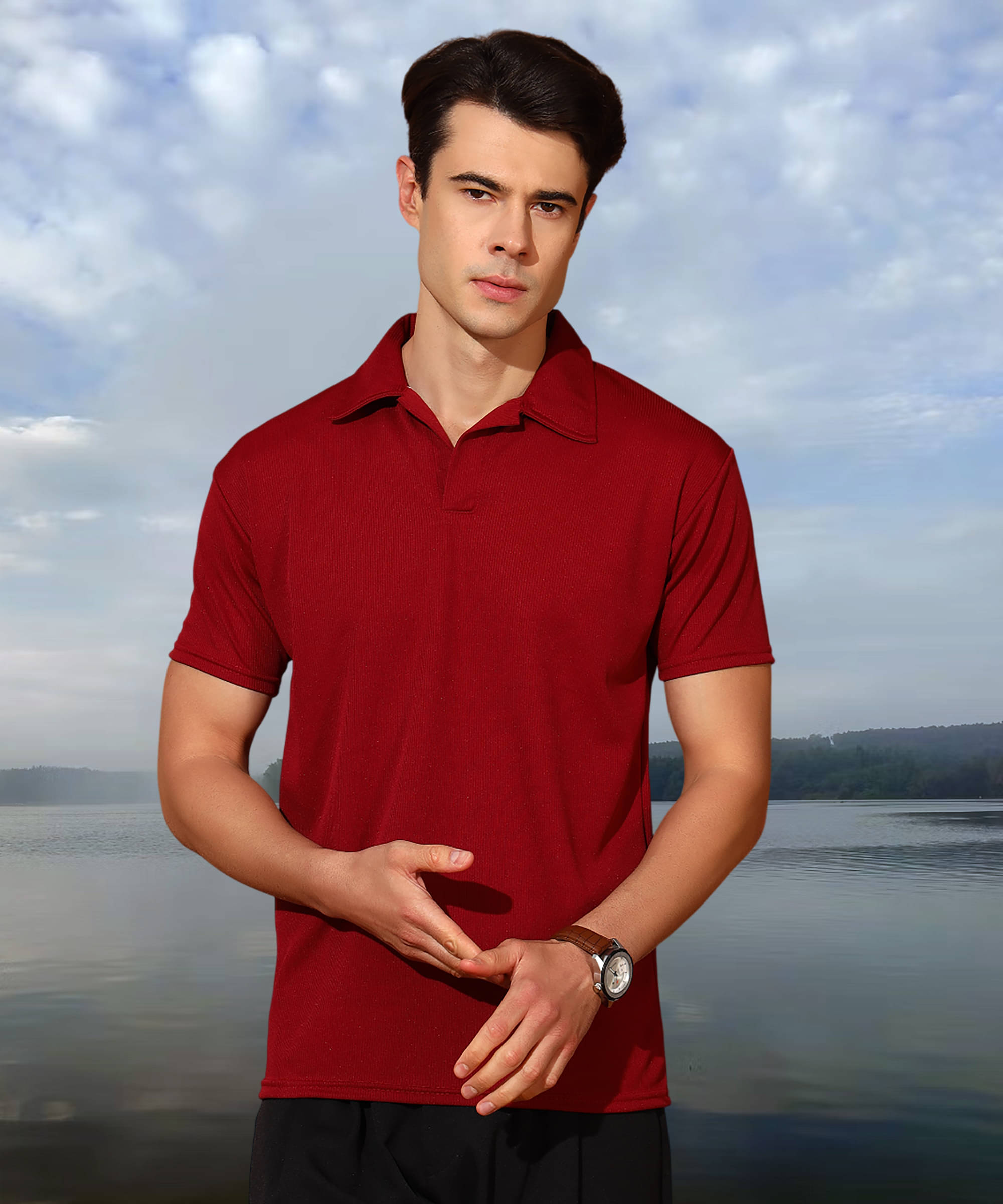 MODYOUNG Men Cotton Blend Regular Fit Solid Polo T Shirt ( Maroon ) MODYOUNG Men Cotton Blend Regular Fit Solid Polo T Shirt ( Maroon )