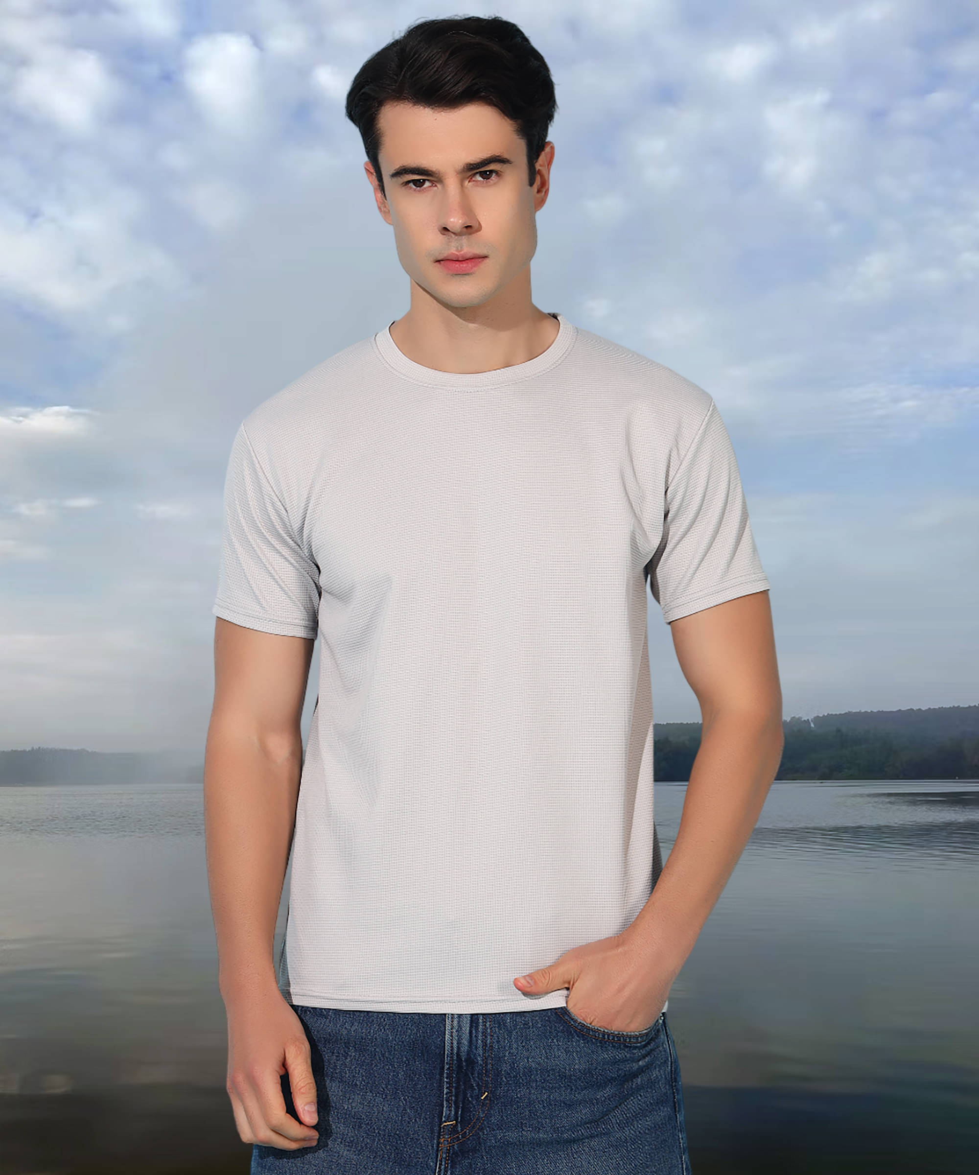     			MODYOUNG Women Cotton Blend Solid Regular Fit Round Neck T-Shirt ( Grey )