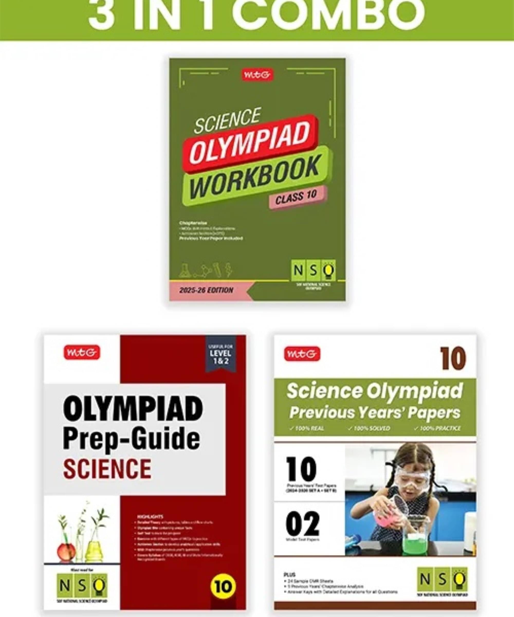MTG Class-10 National Science Olympiad (NSO) Workbook, Prep-Guide & Previous Years Papers (PYQs) with Mock Test Paper (Set of 3 Books) - SOF Olympiad Books For 2025-26 Exam MTG Class-10 National Science Olympiad (NSO) Workbook, Prep-Guide & Previous Years Papers (PYQs) with Mock Test Paper (Set of 3 Books) - SOF Olympiad Books For 2025-26 Exam