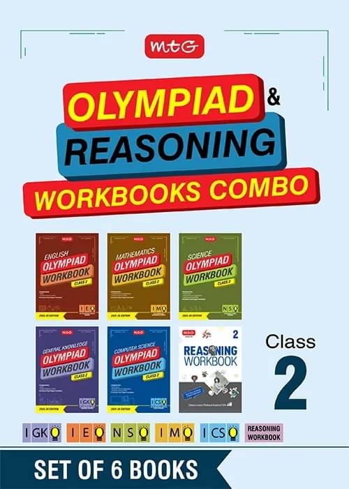 MTG Class-2 NSO-IMO-IEO-ICSO-IGKO Olympiad and Reasoning Workbook Combo (Set of 6 Books) | MCQs, Previous Years Solved Paper & Achievers Section - SOF Olympiad Books For 2025-26 Exam MTG Class-2 NSO-IMO-IEO-ICSO-IGKO Olympiad and Reasoning Workbook Combo (Set of 6 Books) | MCQs, Previous Years Solved Paper & Achievers Section - SOF Olympiad Books For 2025-26 Exam