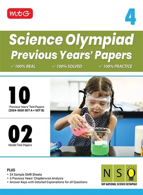     			MTG Class-4 NSO Olympiad 10 Previous Years Papers Science (2024-2020 Set A & B) - Model Test Papers with 24 Sample OMR Sheets & Chapterwise Analysis | PYQs For SOF Olympiad 2025-26 Exam