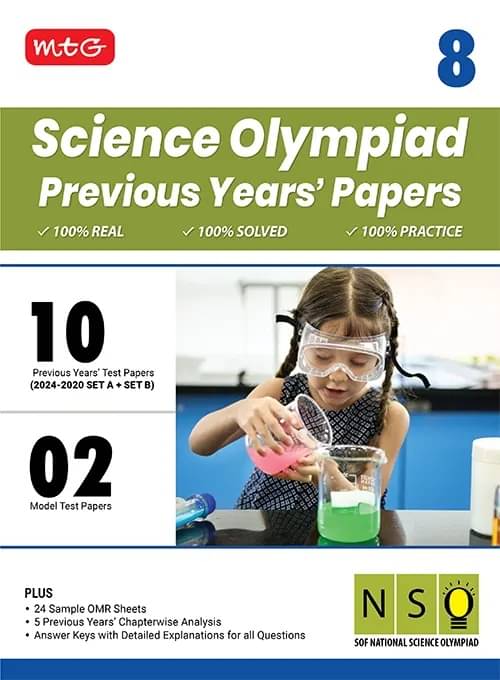     			MTG Class-8 NSO Olympiad 10 Previous Years Papers Science (2024-2020 Set A & B) - Model Test Papers with 24 Sample OMR Sheets & Chapterwise Analysis | PYQs For SOF Olympiad 2025-26 Exam