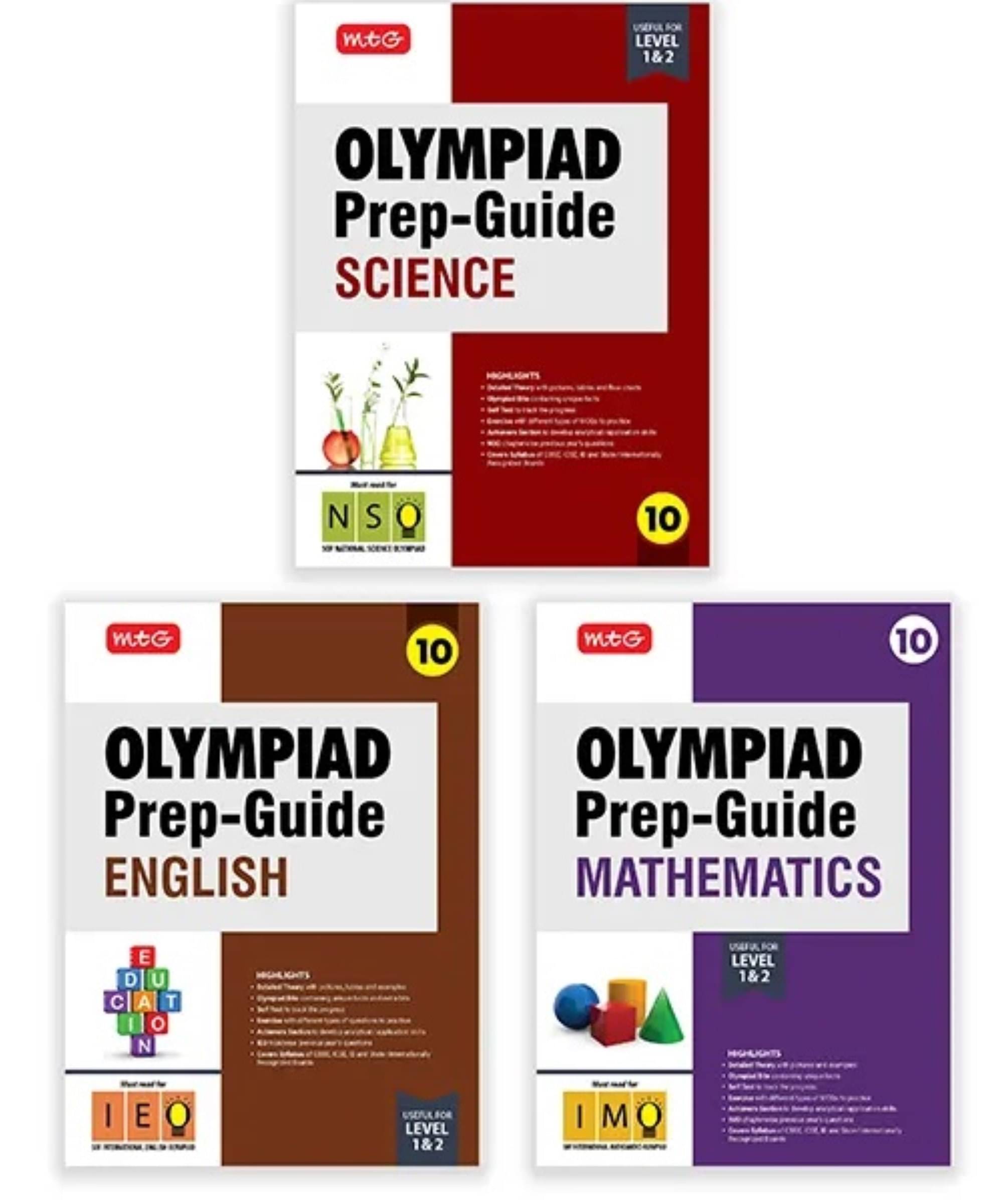 MTG Olympiad Prep-Guide Class-10 Mathematics, Science & English (Set of 3 Books) - Detailed Theory, IMO-NSO-IEO Previous Years Questions with Self Test For SOF 2025-26 Exam MTG Olympiad Prep-Guide Class-10 Mathematics, Science & English (Set of 3 Books) - Detailed Theory, IMO-NSO-IEO Previous Years Questions with Self Test For SOF 2025-26 Exam