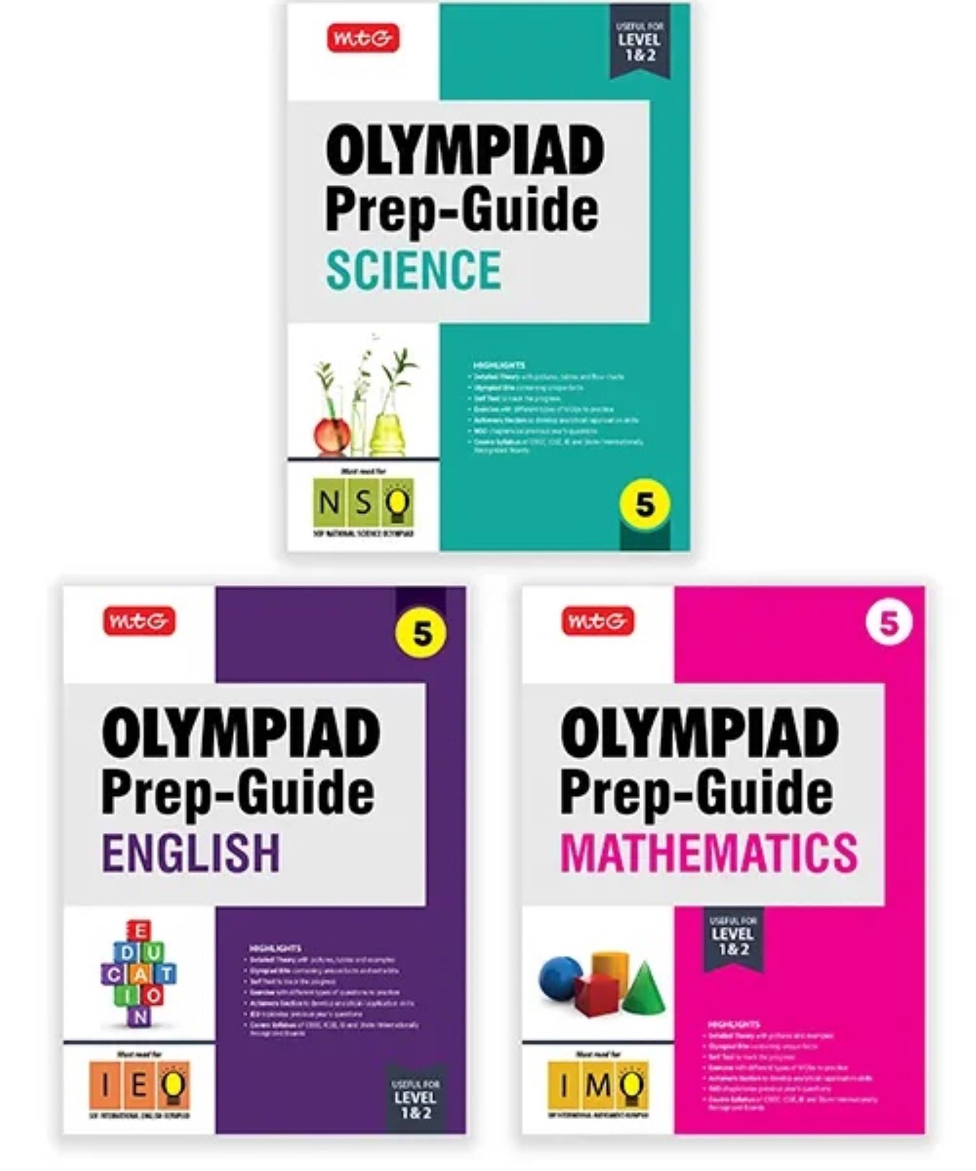 MTG Olympiad Prep-Guide Class-5 Mathematics, Science & English (Set of 3 Books) - Detailed Theory, IMO-NSO-IEO Previous Years Questions with Self Test For SOF 2025-26 Exam MTG Olympiad Prep-Guide Class-5 Mathematics, Science & English (Set of 3 Books) - Detailed Theory, IMO-NSO-IEO Previous Years Questions with Self Test For SOF 2025-26 Exam