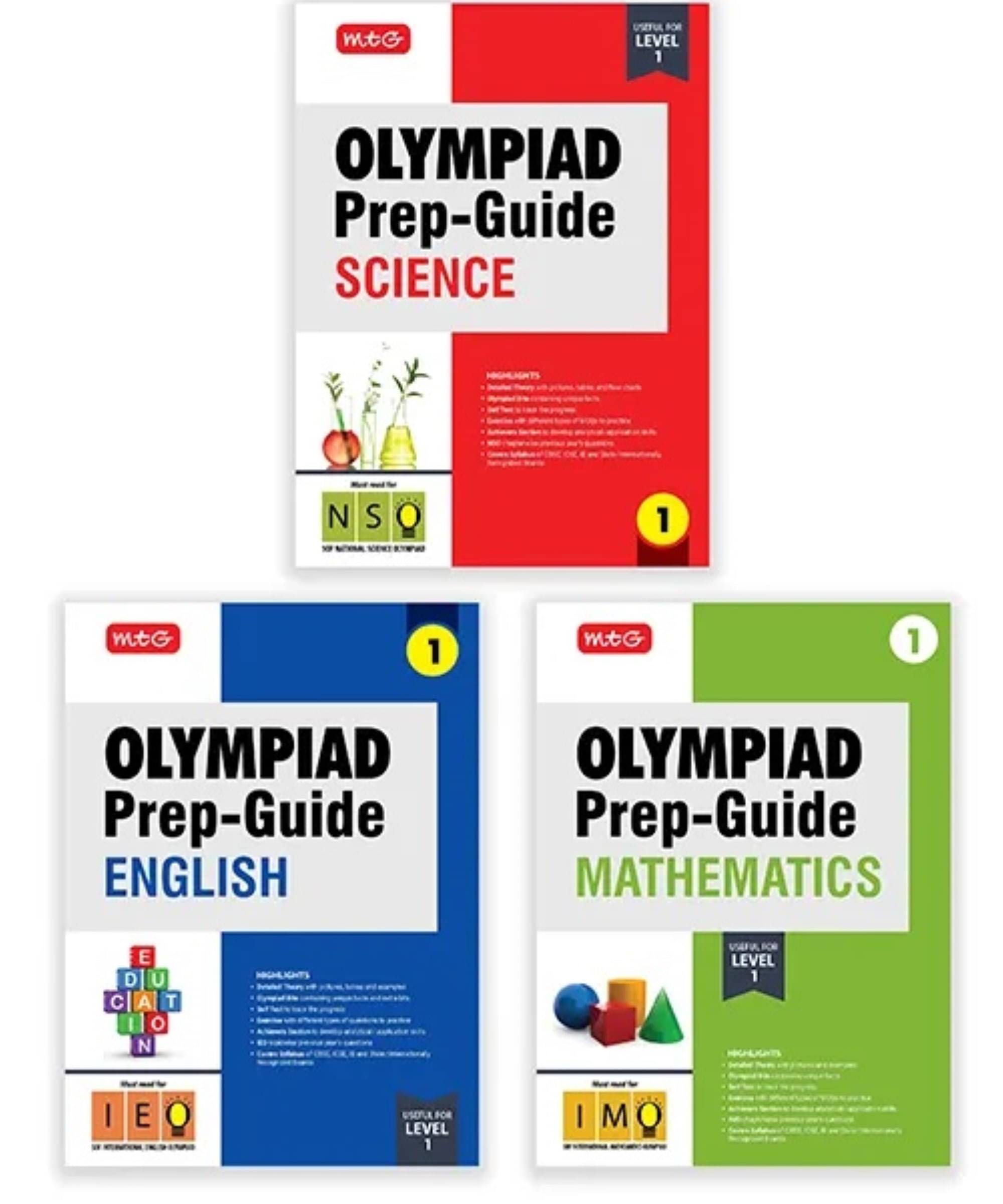 MTG Olympiad Prep-Guide Class-1 Mathematics, Science & English (Set of 3 Books) - Detailed Theory, IMO-NSO-IEO Previous Years Questions with Self Test For SOF 2025-26 Exam MTG Olympiad Prep-Guide Class-1 Mathematics, Science & English (Set of 3 Books) - Detailed Theory, IMO-NSO-IEO Previous Years Questions with Self Test For SOF 2025-26 Exam