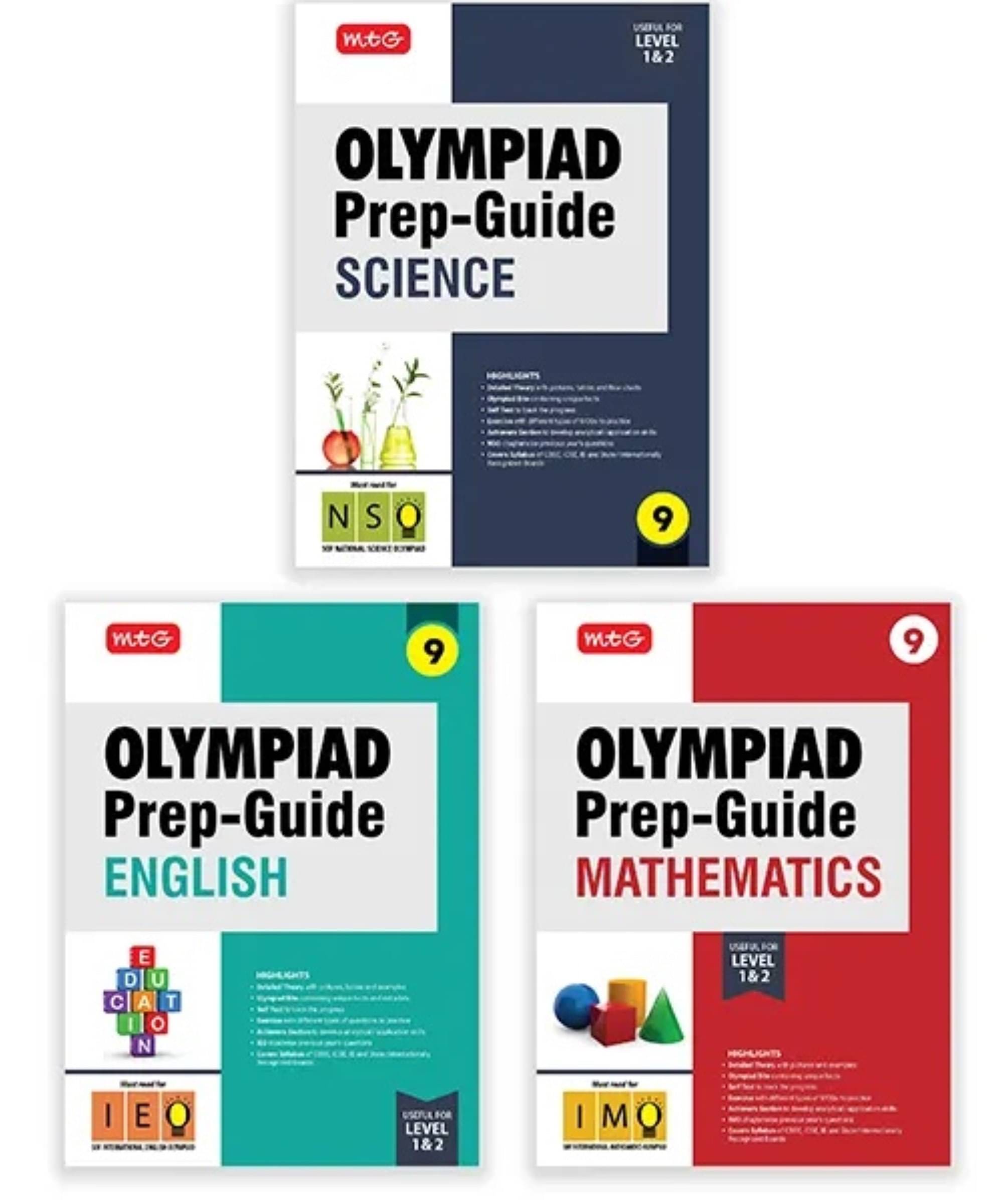 MTG Olympiad Prep-Guide Class-9 Mathematics, Science & English (Set of 3 Books) - Detailed Theory, IMO-NSO-IEO Previous Years Questions with Self Test For SOF 2025-26 Exam MTG Olympiad Prep-Guide Class-9 Mathematics, Science & English (Set of 3 Books) - Detailed Theory, IMO-NSO-IEO Previous Years Questions with Self Test For SOF 2025-26 Exam